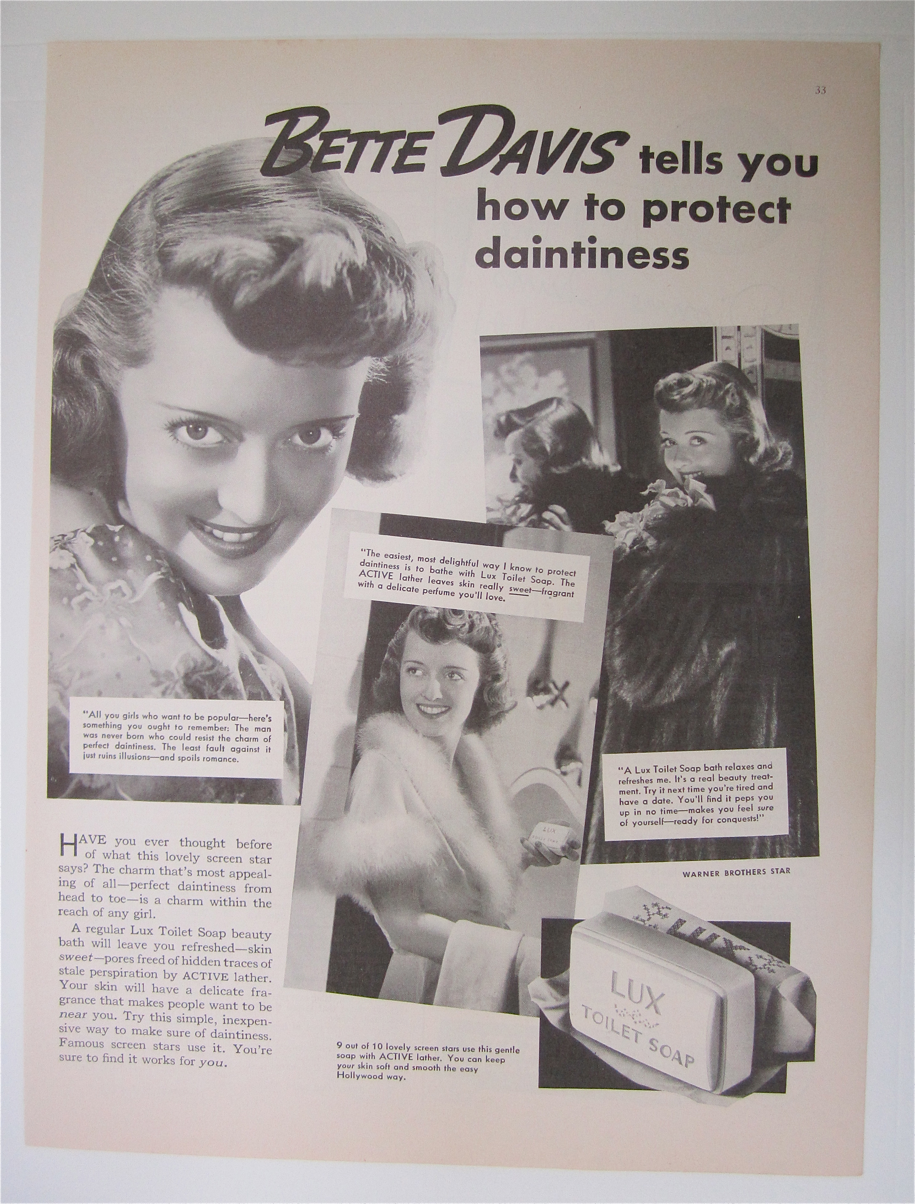 1937 Lux Toilet Soap with Star Bette Davis