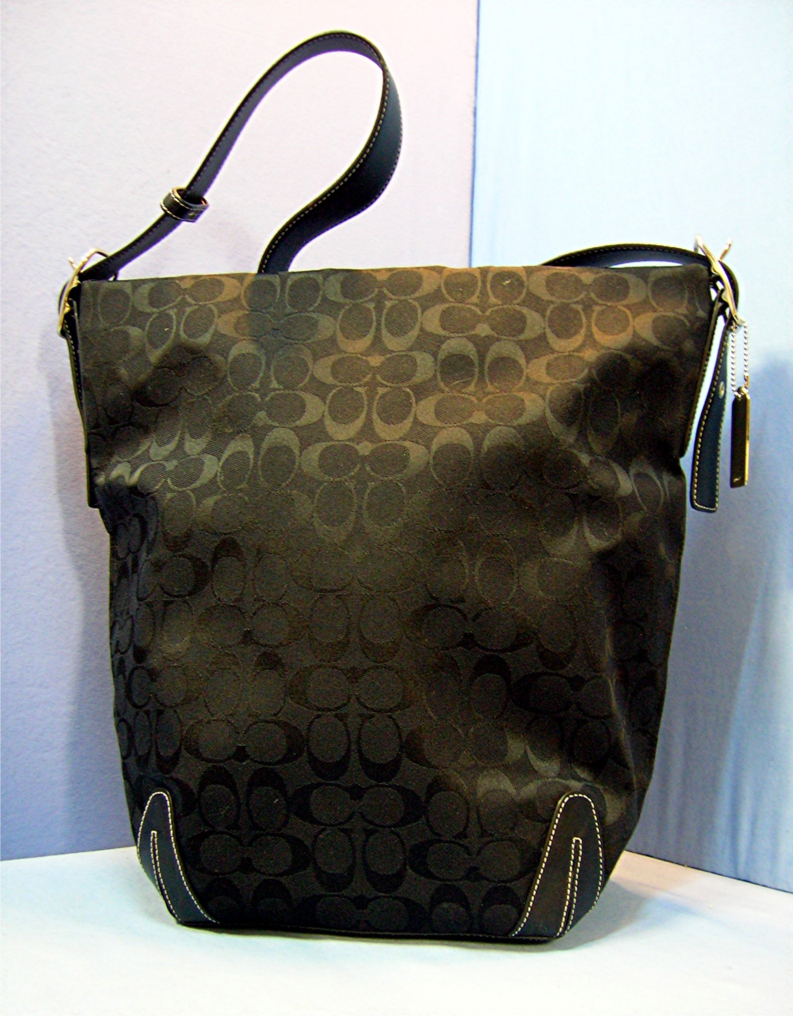 Coach Signature Black Microfibre Tote Bag