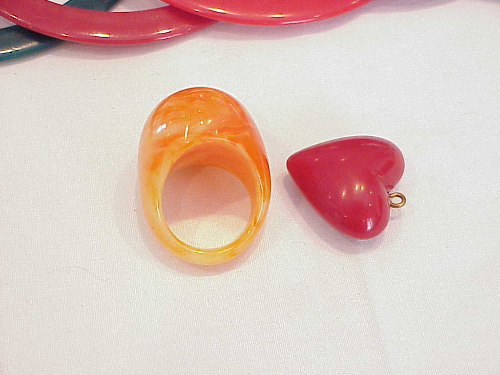 Lot Of Vintage Lucite Bracelets, Pendant And Ring