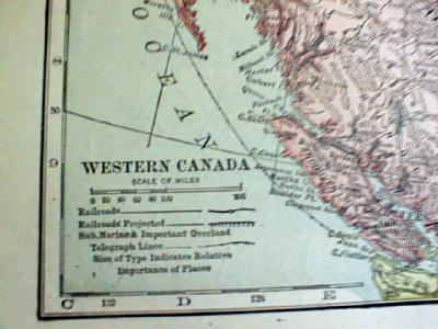 1906 Map Western Canada & Polar Regions Antique