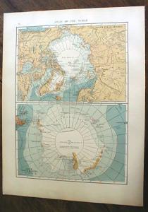 1906 Map Western Canada & Polar Regions Antique