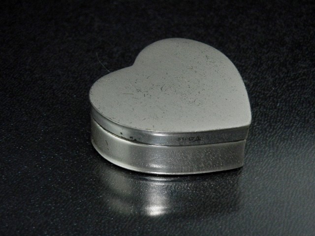 Rouge Mirrored Pill Box Heart Shaped Sterling Silver