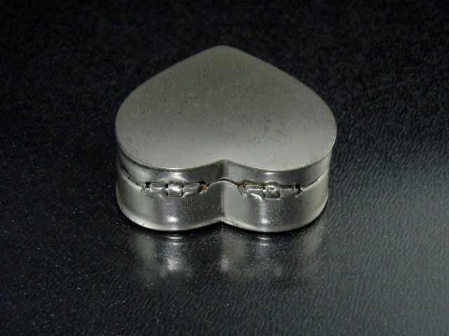 Rouge Mirrored Pill Box Heart Shaped Sterling Silver