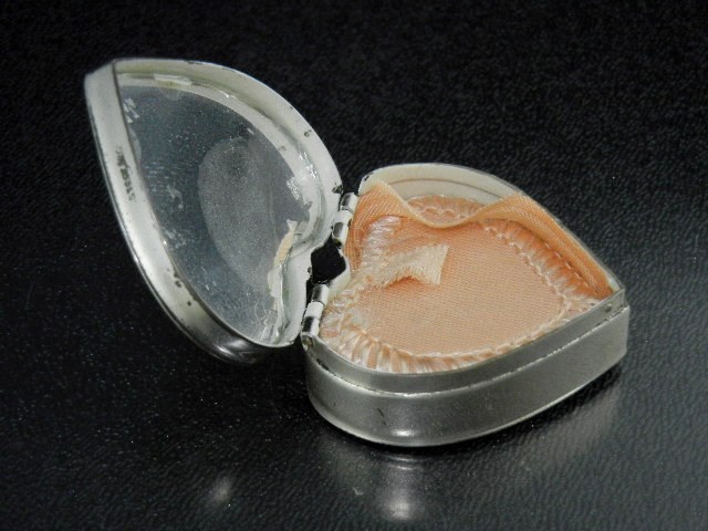 Rouge Mirrored Pill Box Heart Shaped Sterling Silver