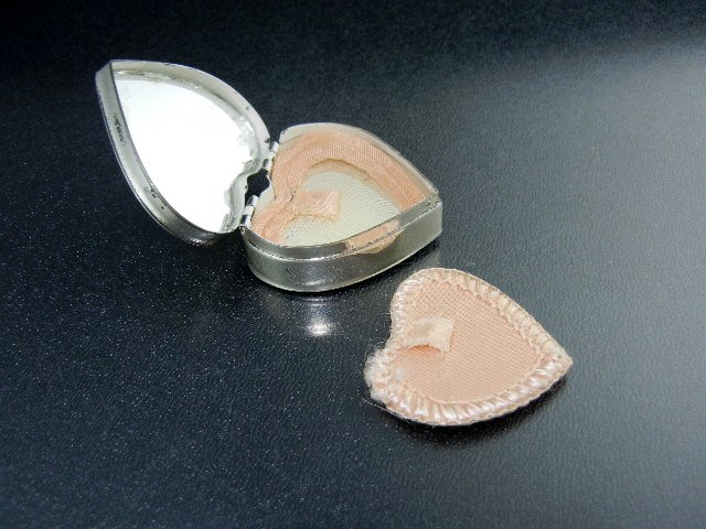 Rouge Mirrored Pill Box Heart Shaped Sterling Silver