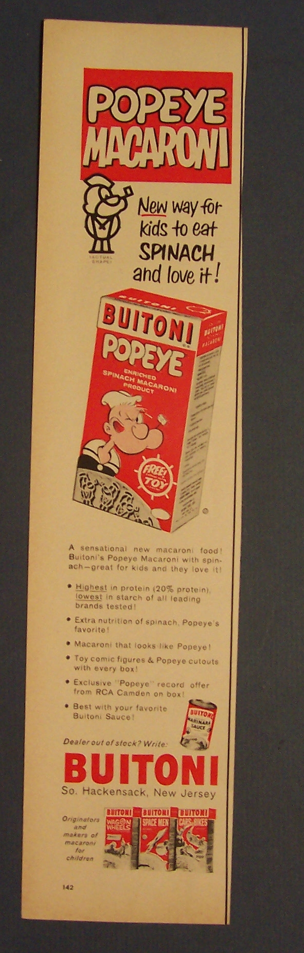 1961  Buitoni  Popeye  Macaroni