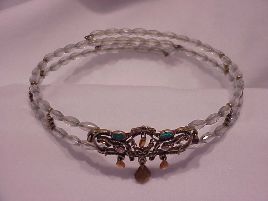 Liz Claiborne Victorian Style Rhinestone And Bead Choker Necklace