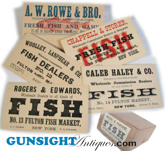 mid 19th century FISH DEALER TRADE CARDS