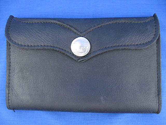 black Leather Buffalo Nickel wallet ,