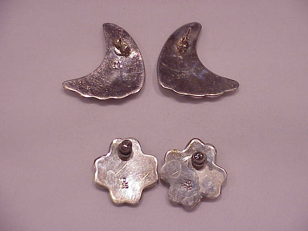 2 Pairs Of Sterling Silver Pierced Earrings Signed ND