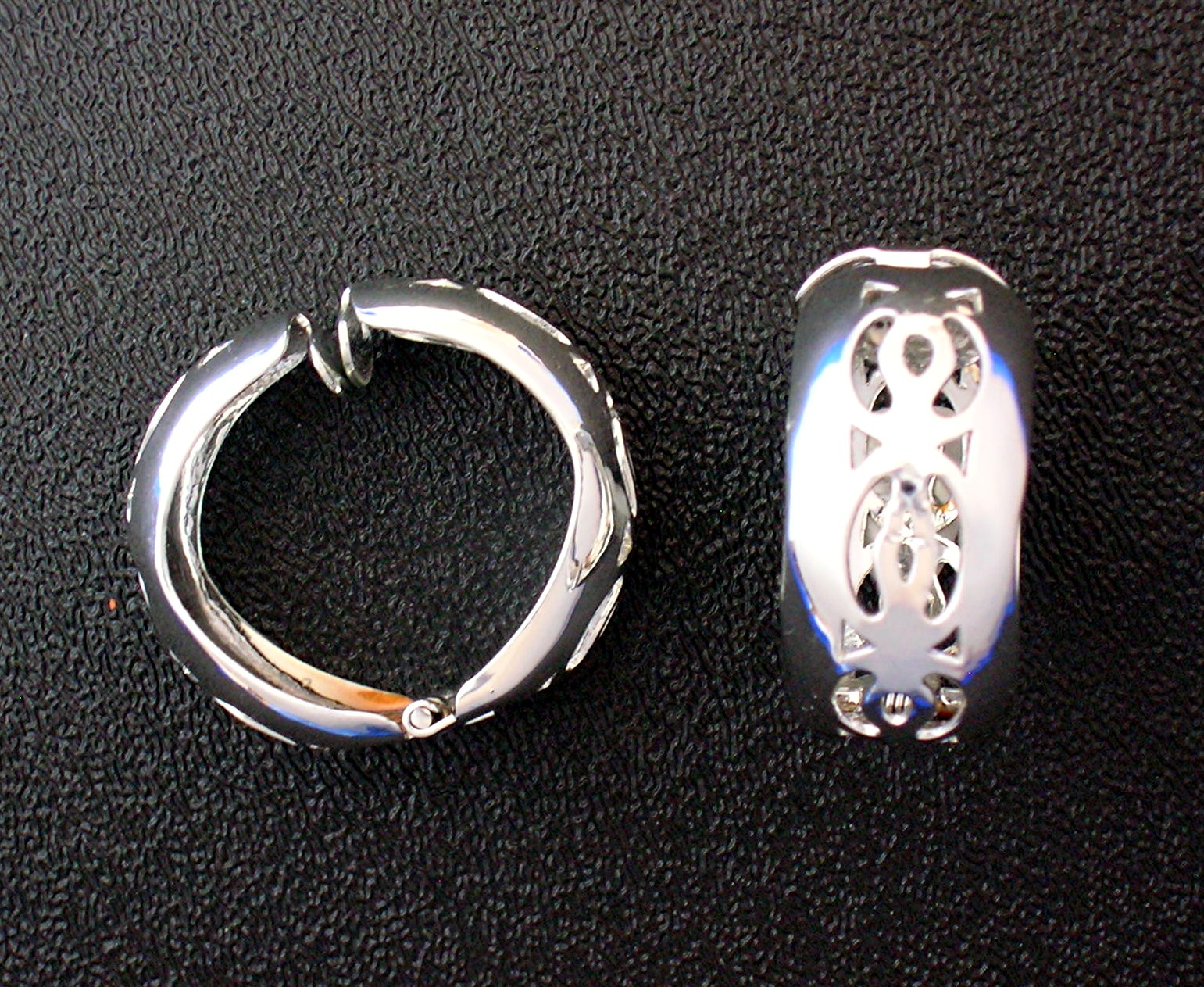 Silvertone Lacy Spring Clip Earrings