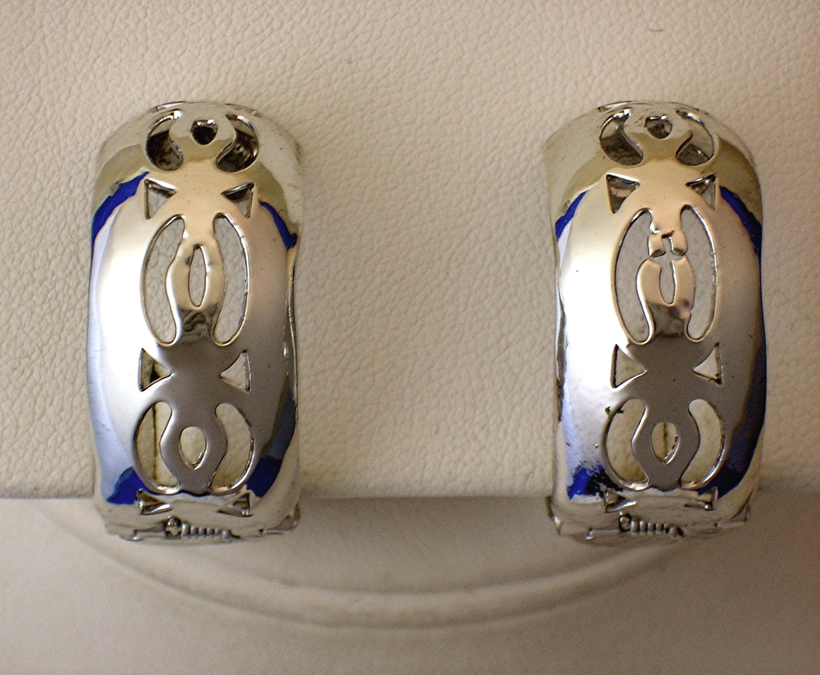 Silvertone Lacy Spring Clip Earrings