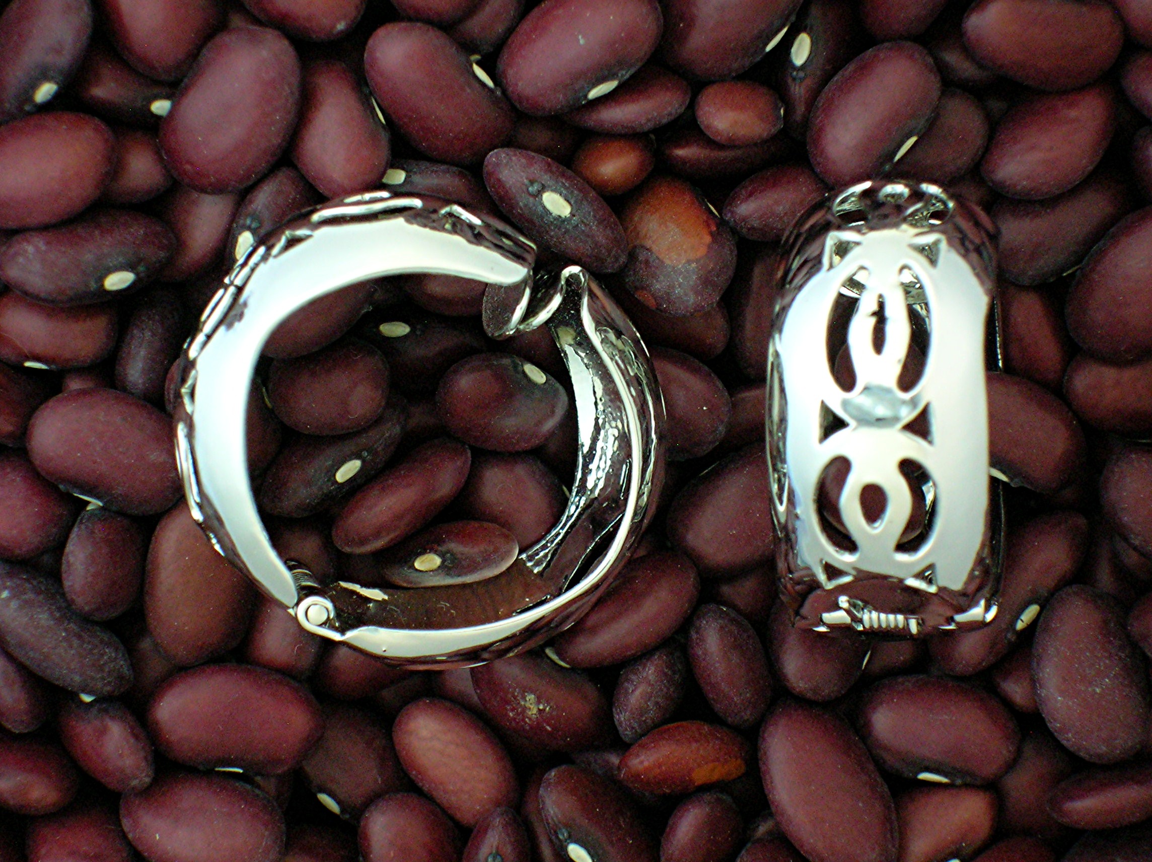 Silvertone Lacy Spring Clip Earrings