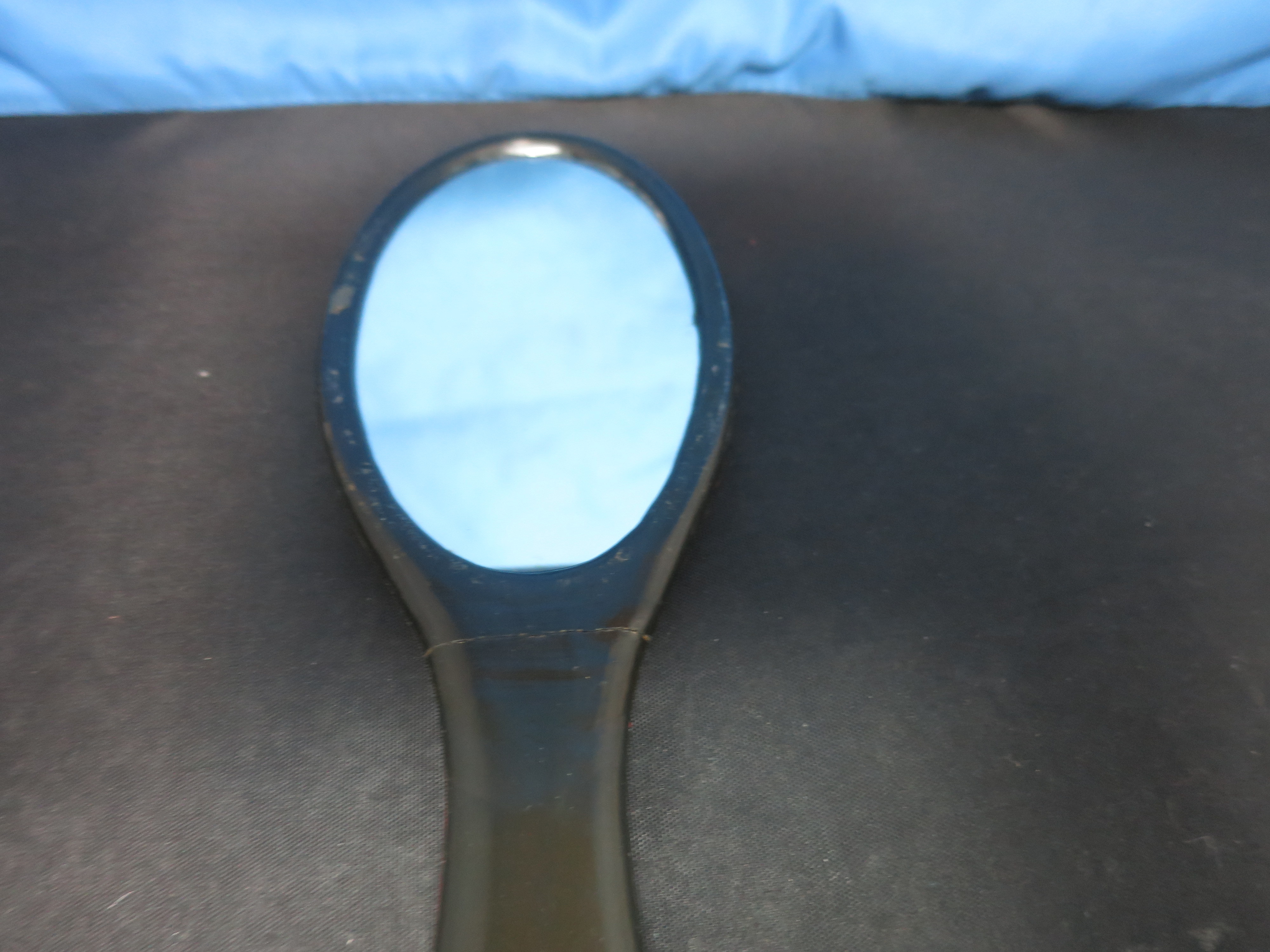 Black Lacquer Painted Hand Mirror with Cardinal Bird rare find