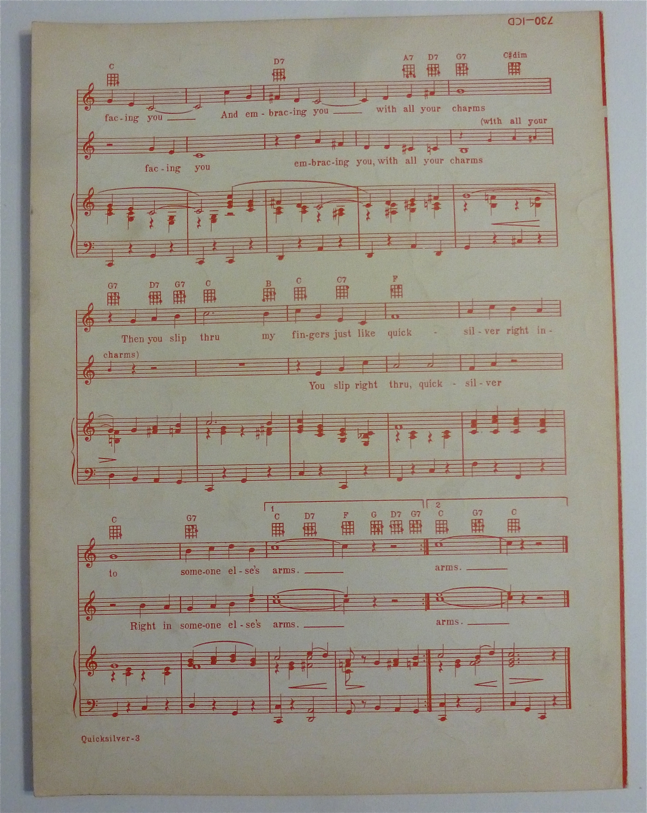 Sheet Music 1949 Quicksilver