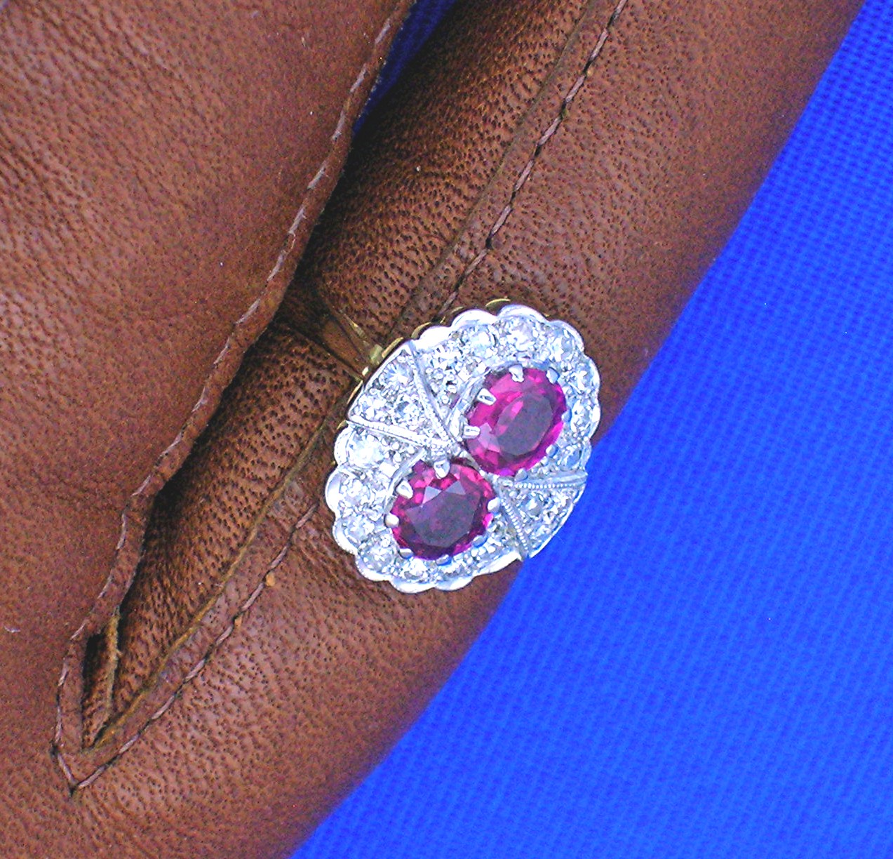 18K Gold Burmese Ruby 1/2ct Diamond Antique Ring
