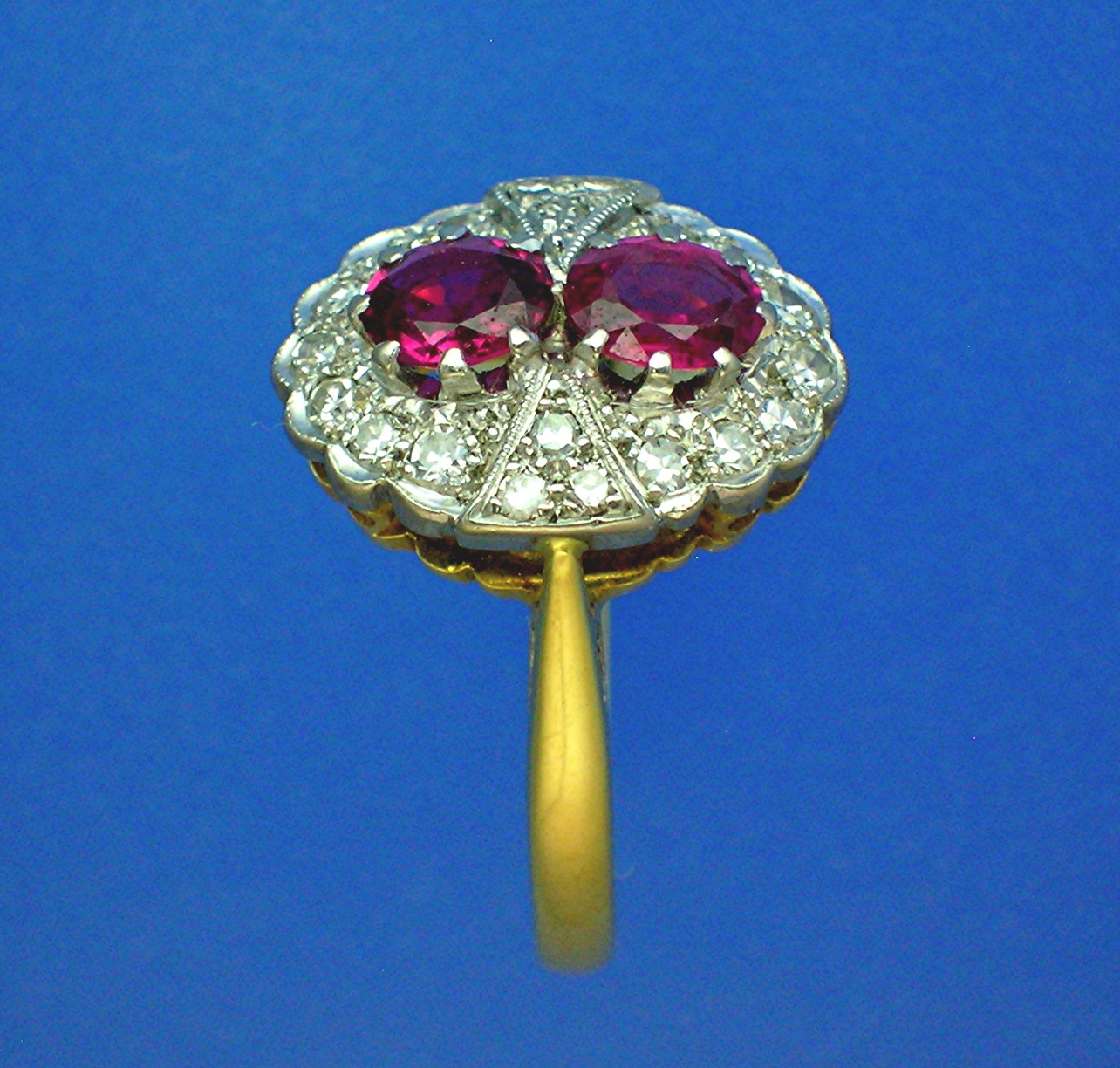 18K Gold Burmese Ruby 1/2ct Diamond Antique Ring