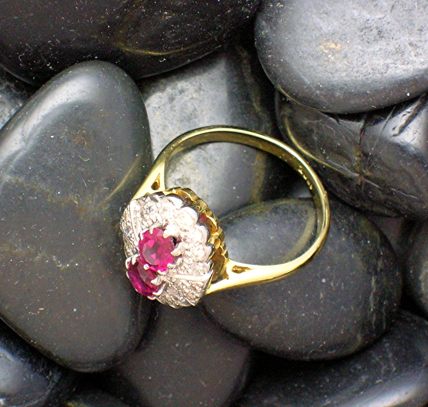 18K Gold Burmese Ruby 1/2ct Diamond Antique Ring