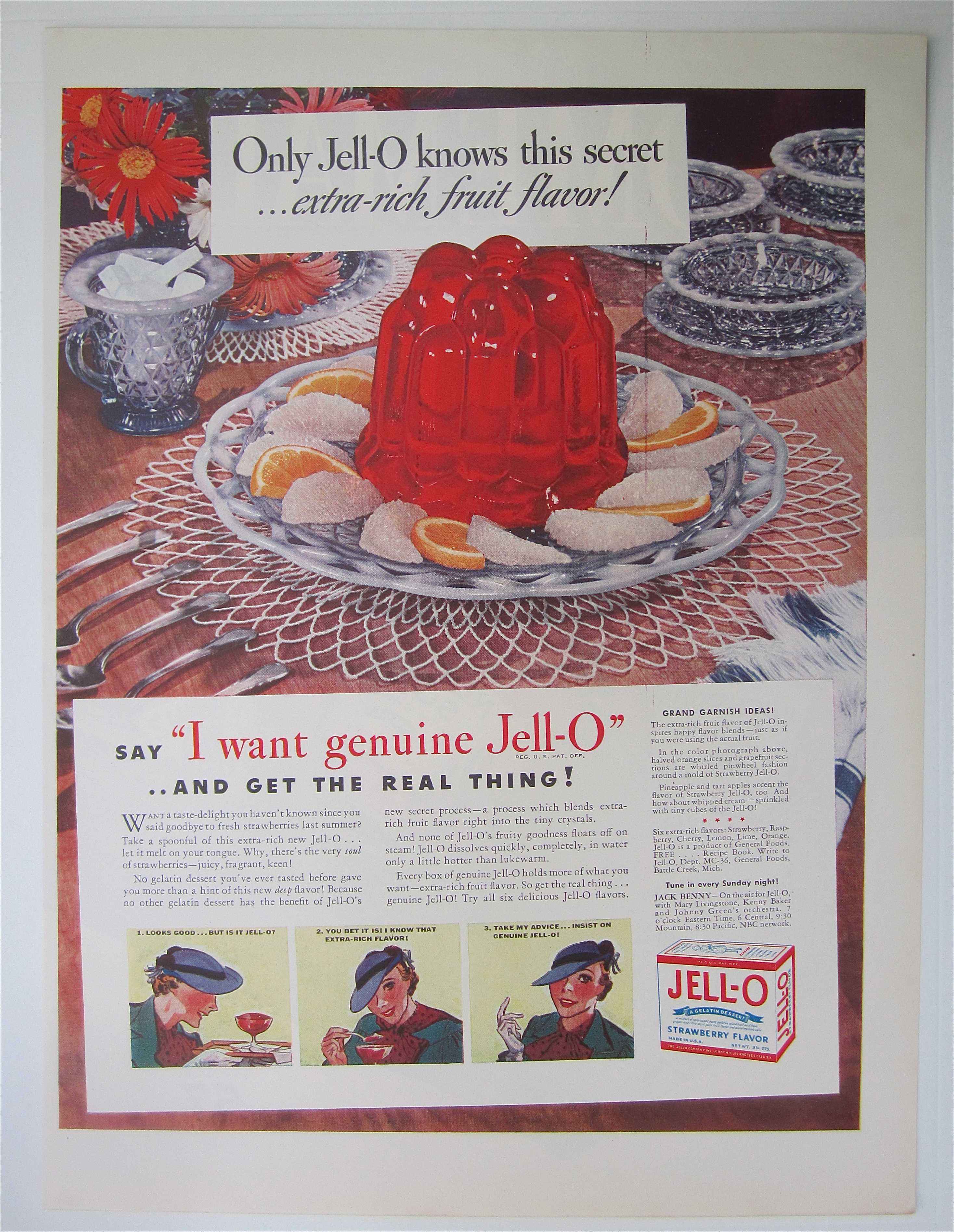 1936 Jell-O Gelatin Dessert with Woman Eating Jell-O
