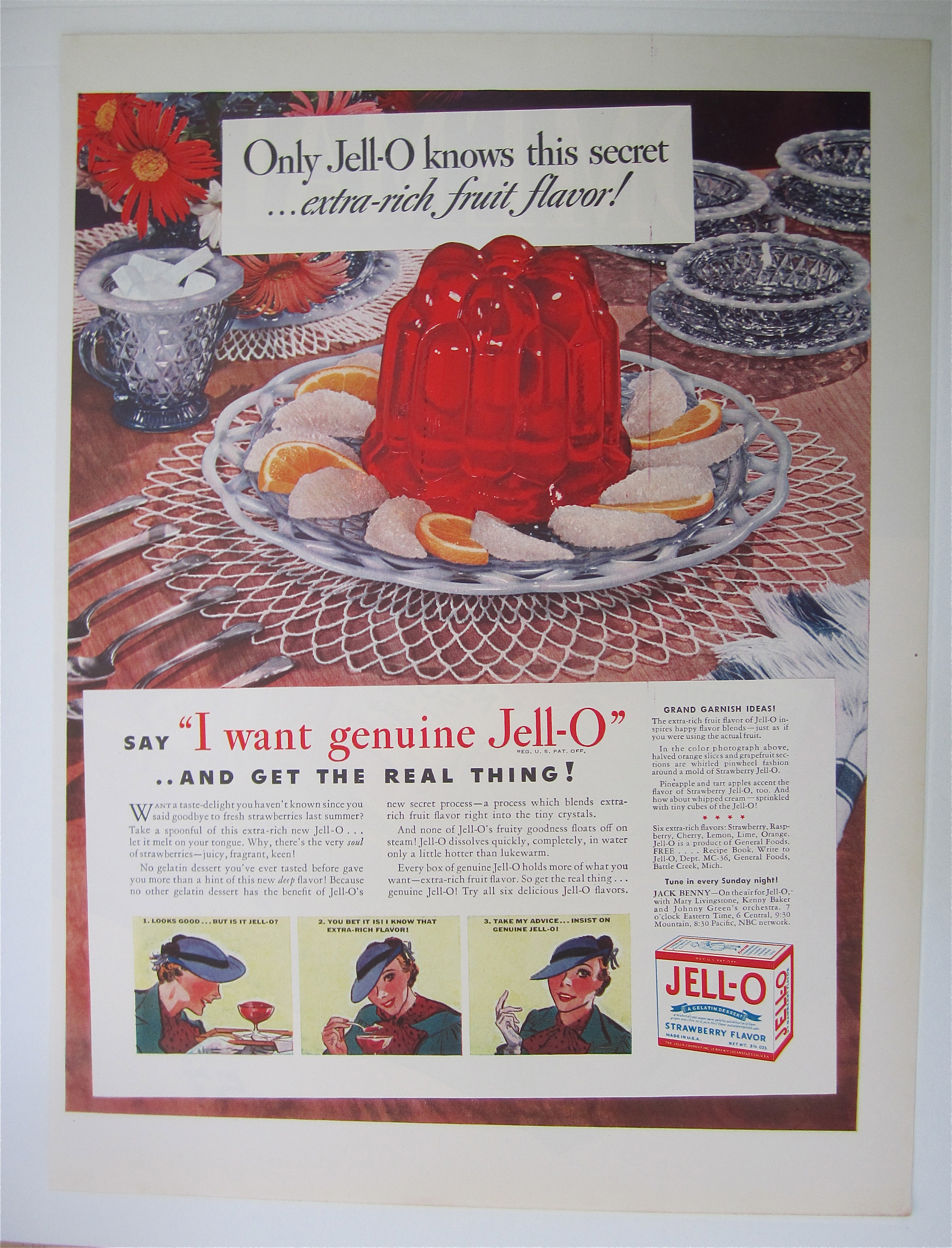 1936 Jell-O Gelatin Dessert with Woman Eating Jell-O