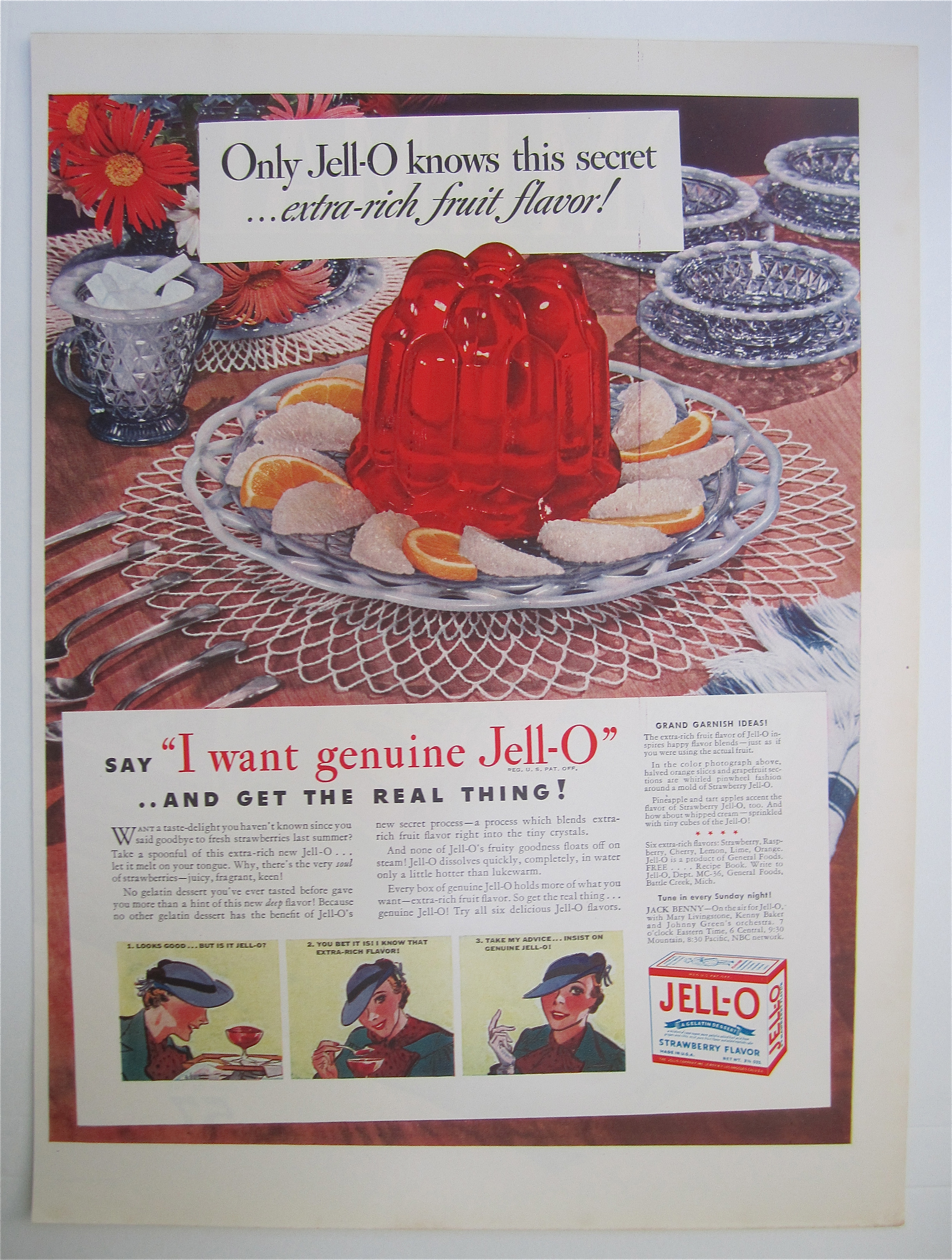 1936 Jell-O Gelatin Dessert with Woman Eating Jell-O