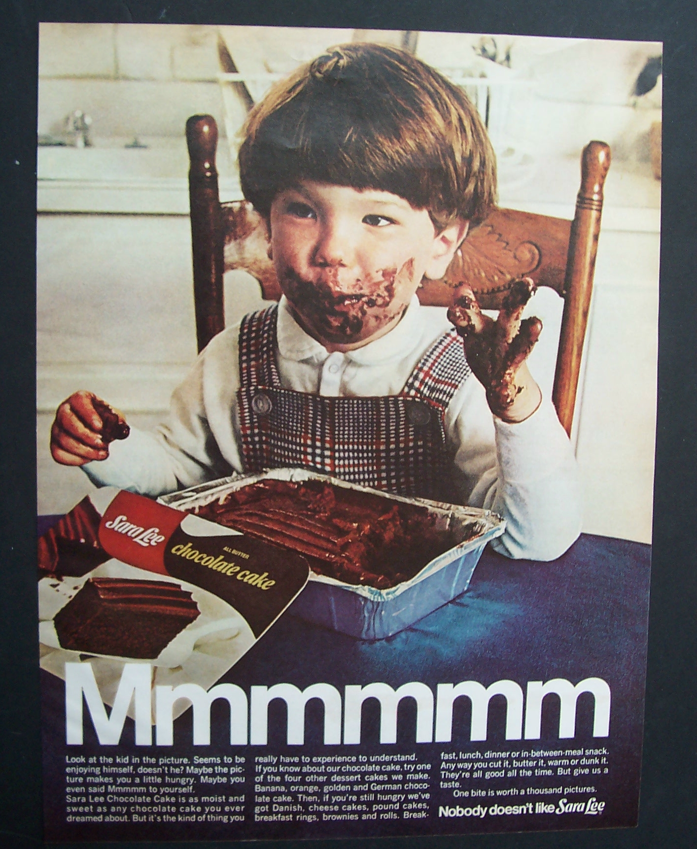 1969 Sara Lee Chocolate Cake w/ Little Boy Eating Cake