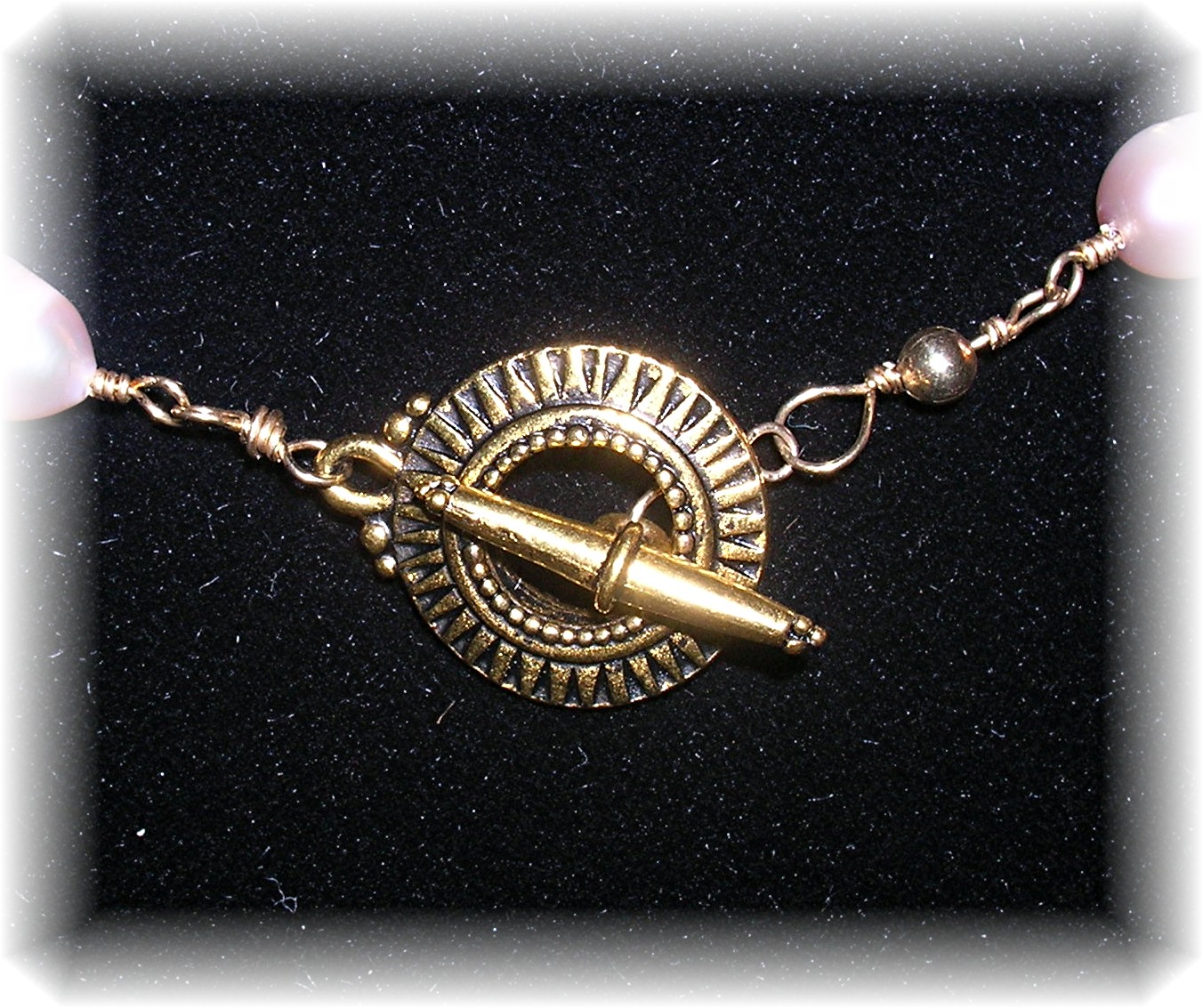 Designer Gold Wired Sunstone and Pearl Necklace