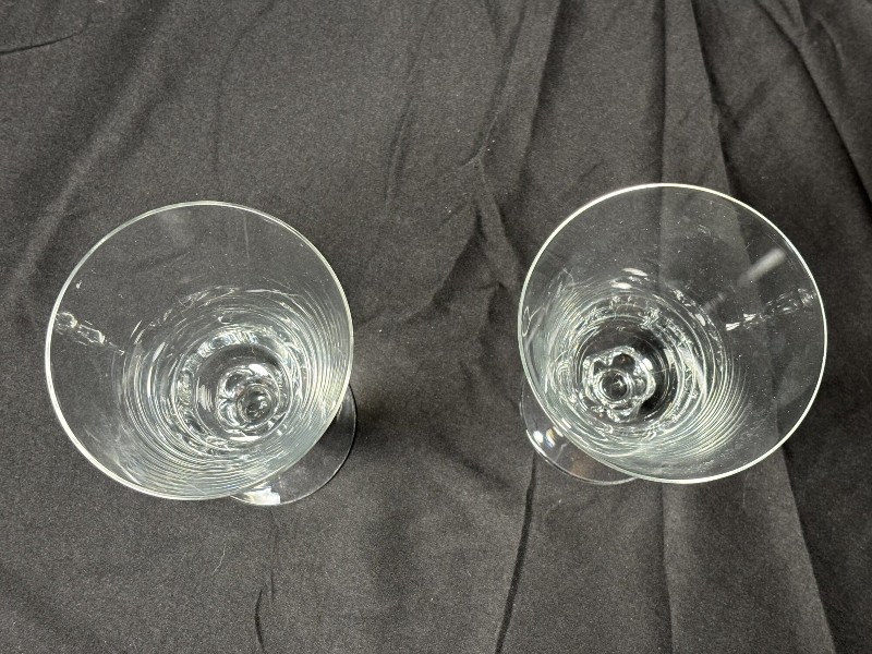 Swedish Gulli Crystal Wine Goblet Pair - Four-Lobe Stem