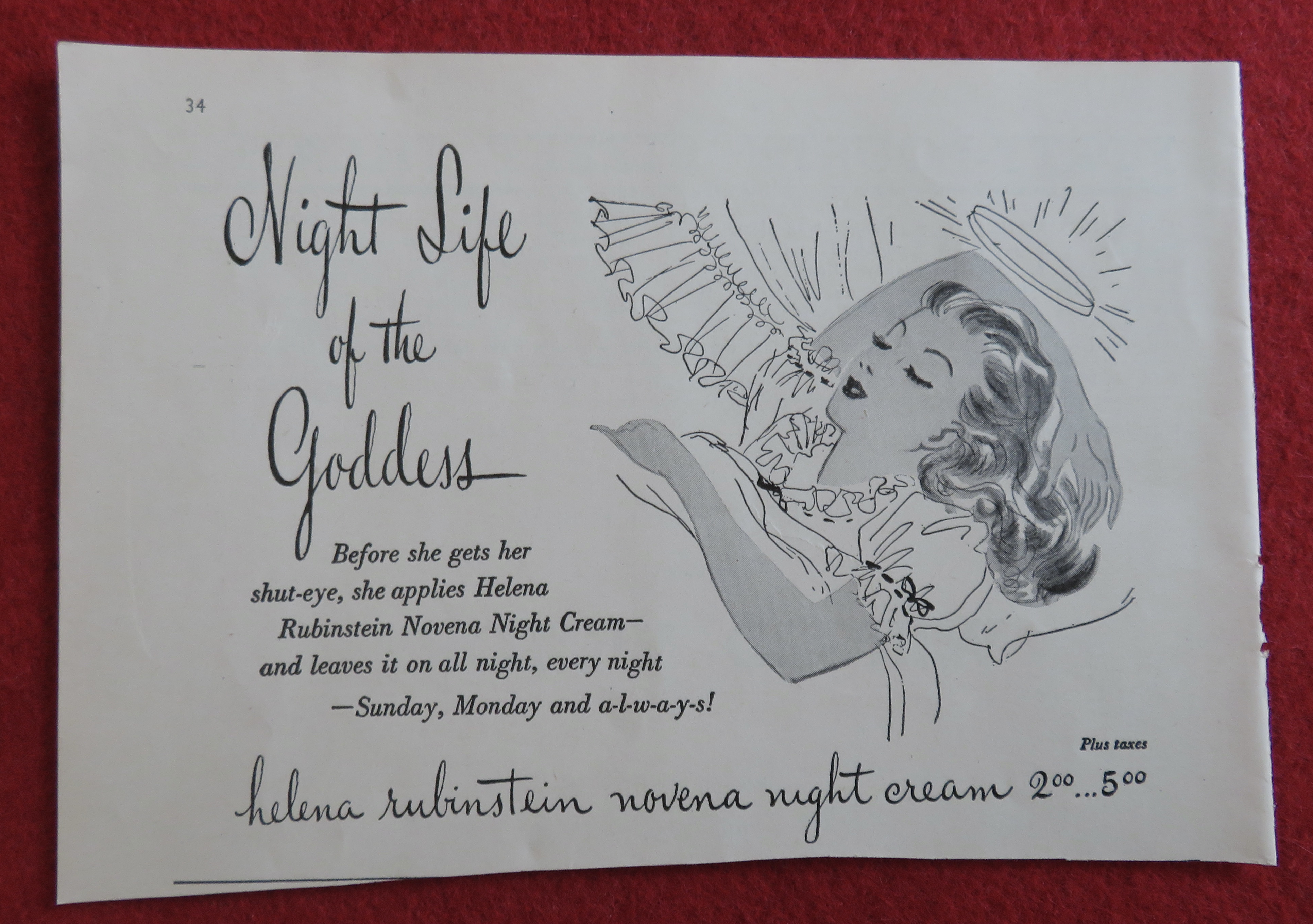 1944 Helena Rubinstein Novena Night Cream w/ Woman