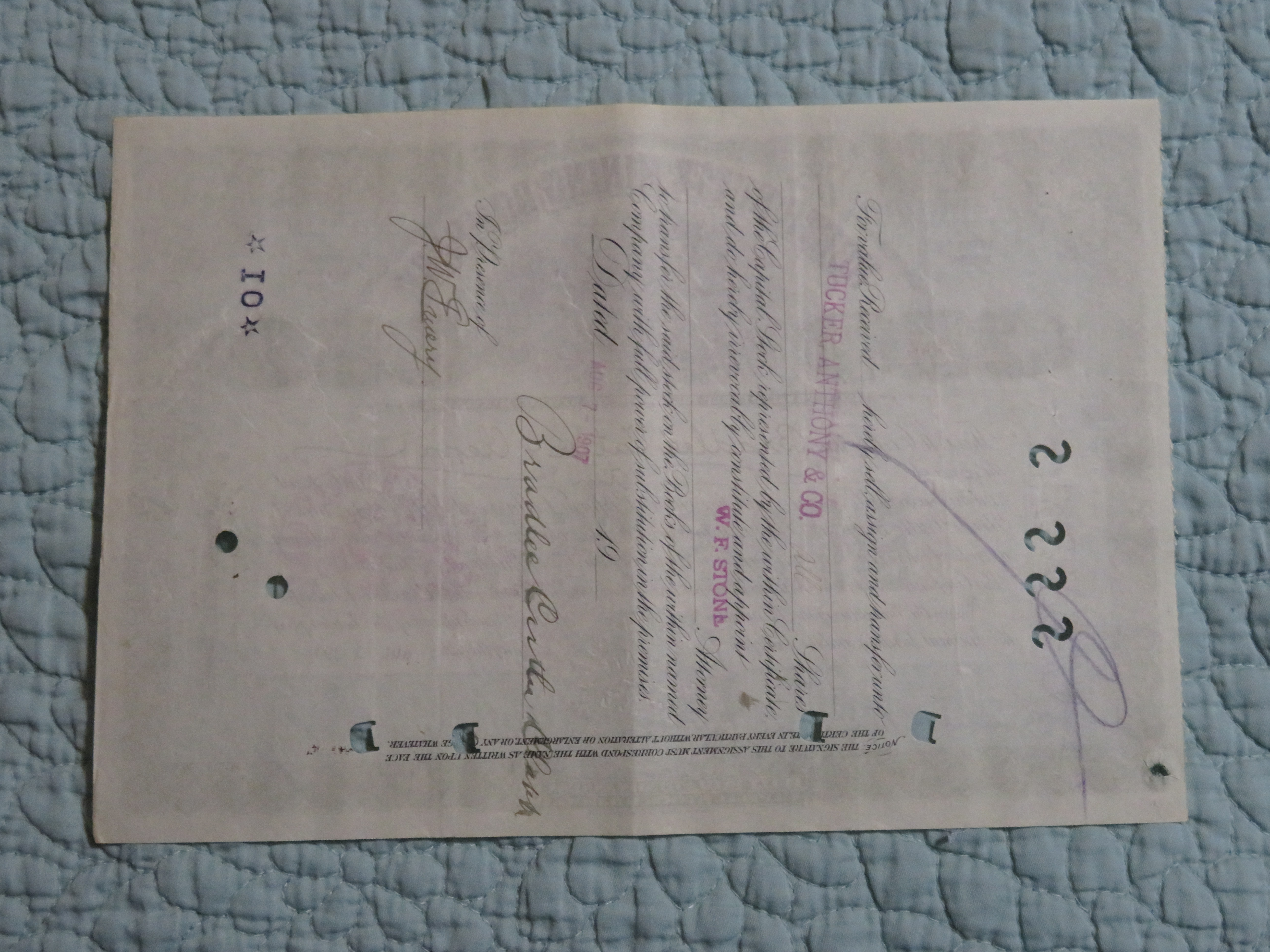 1907 North Butte Mining Company Stock Certificate