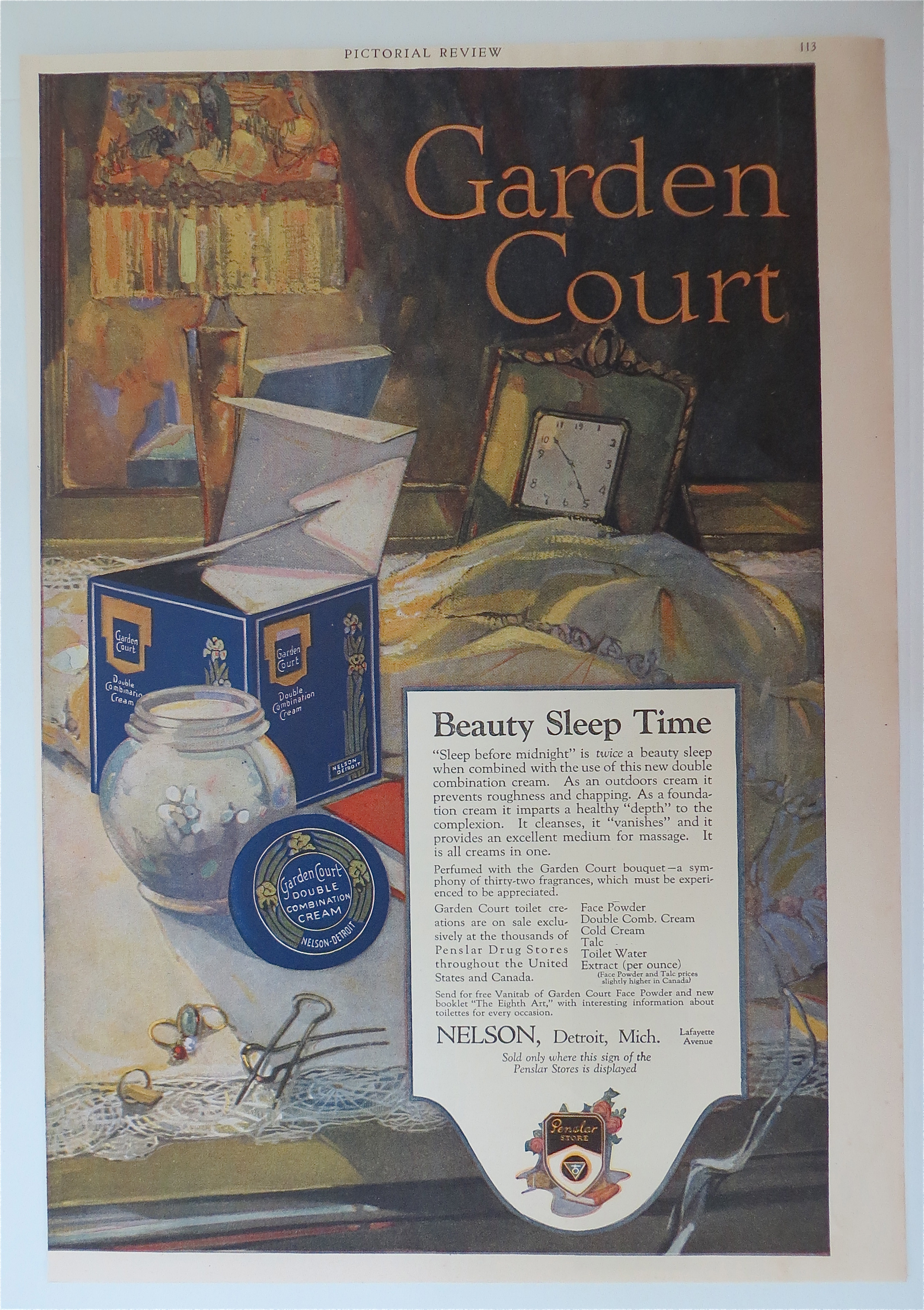 1919 Garden Court Cream with Jar of Cream Opened