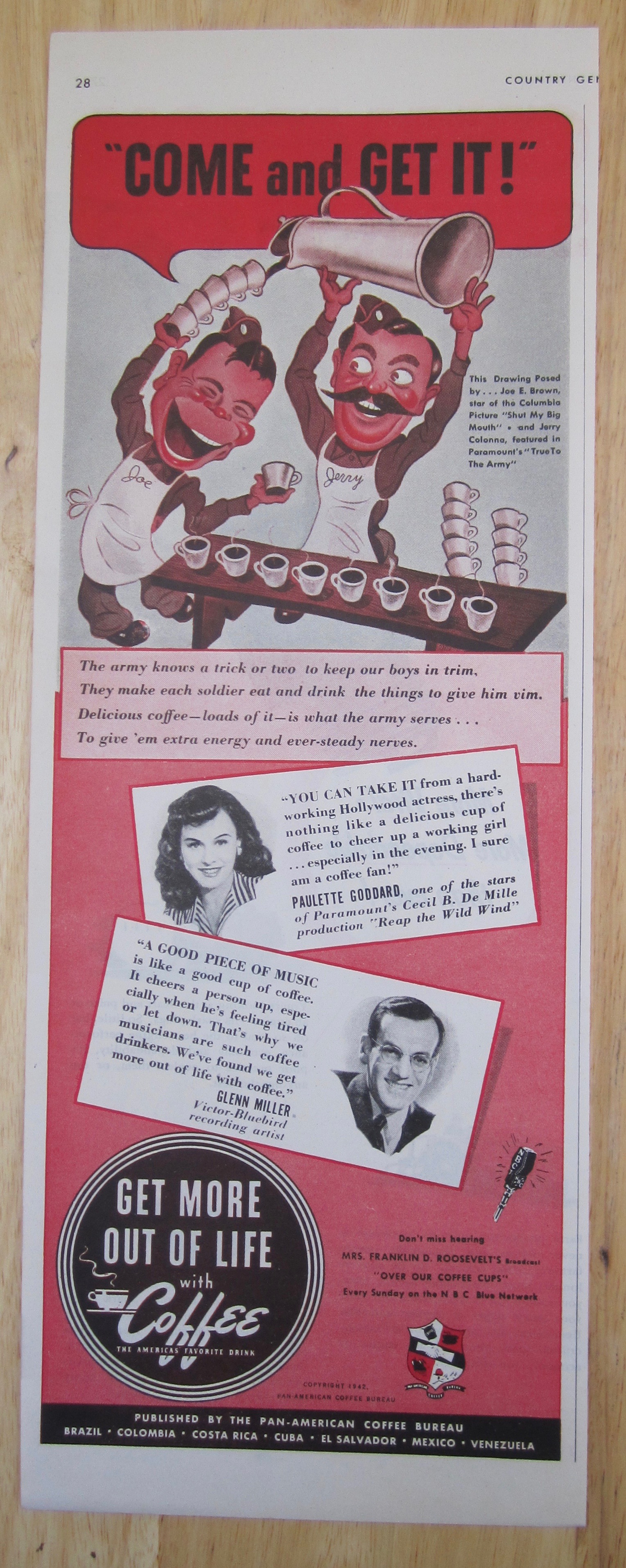 1942 Coffee with Paulette Goddard & Glenn Miller