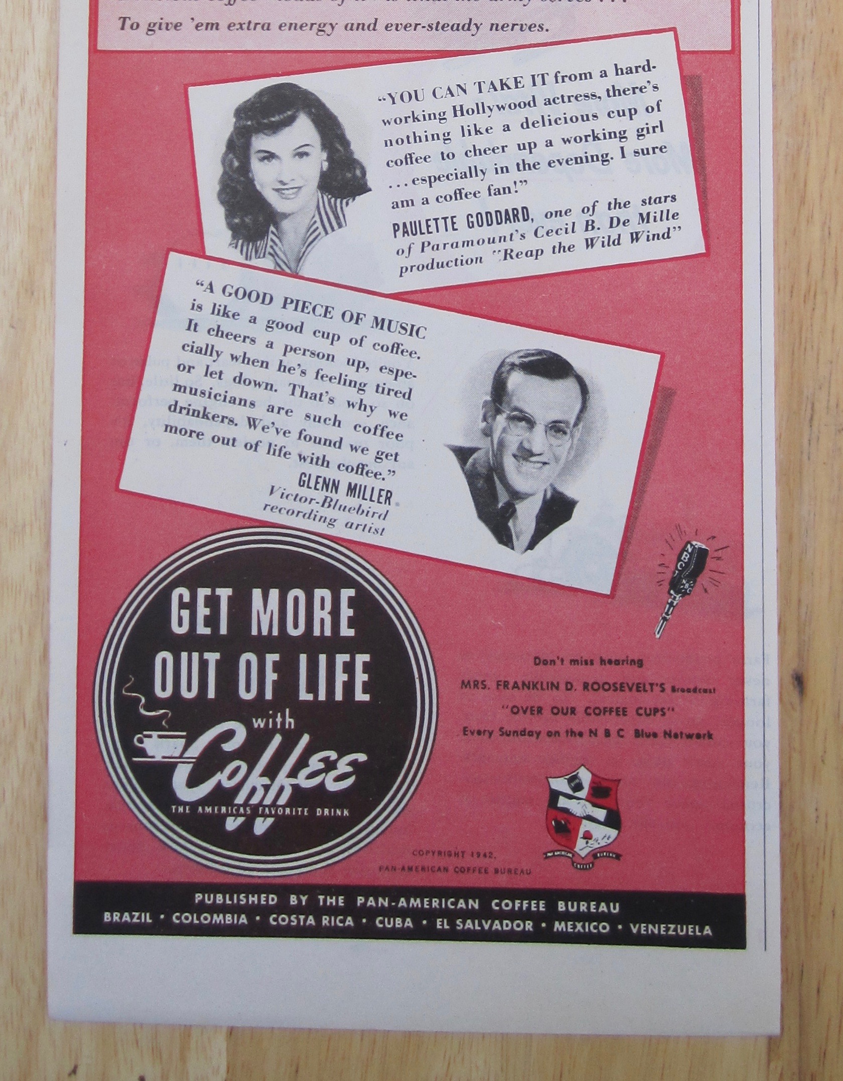 1942 Coffee with Paulette Goddard & Glenn Miller