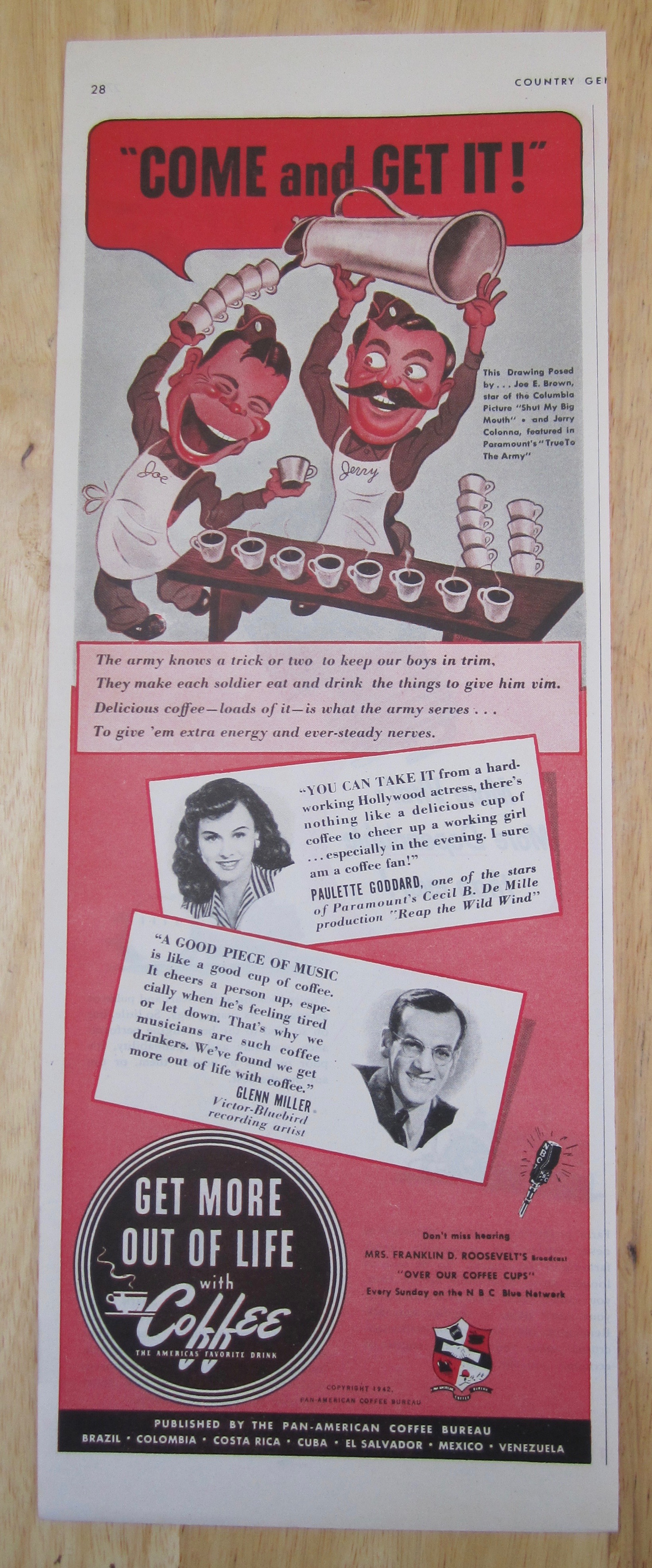 1942 Coffee with Paulette Goddard & Glenn Miller
