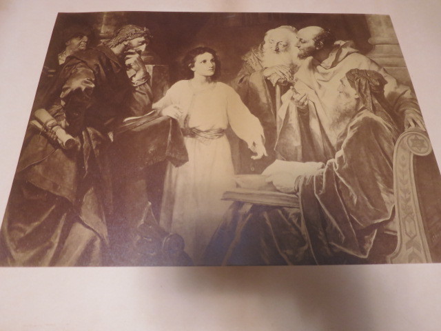Christ In The Temple Antique Litho Print 15 5/8 X 19 1/8 inches