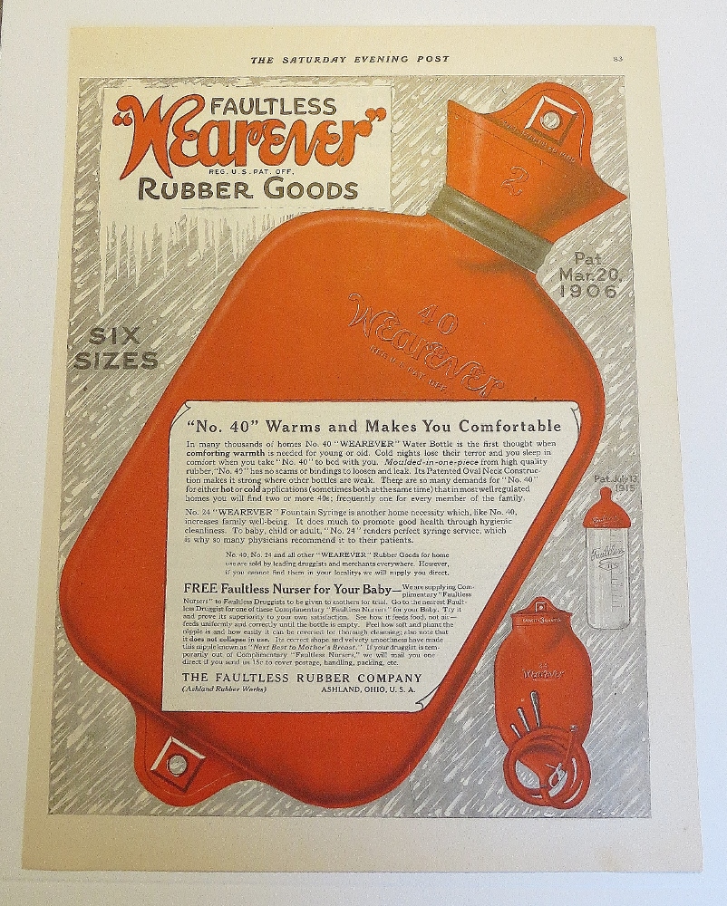 1921 Wearever Rubber Goods With Water Bottle