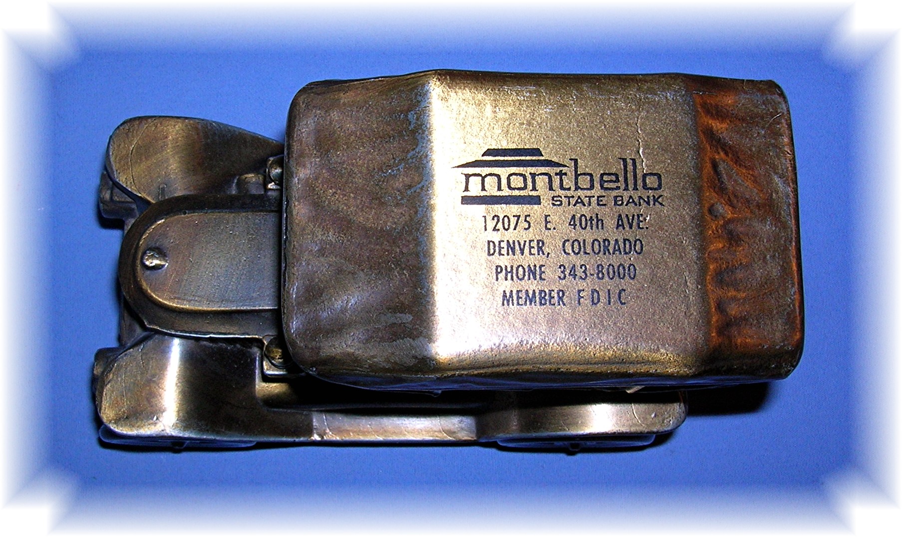 BANK - Vintage Metal Montbello Colorado Car Money Bank