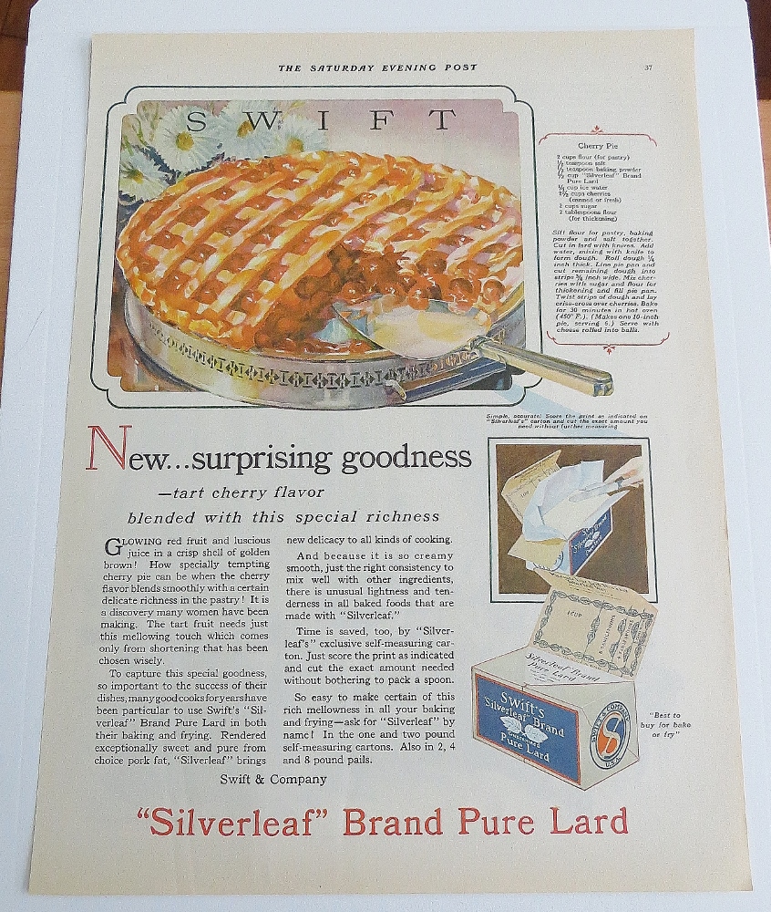 1928 Silverleaf Lard With Cherry Pie