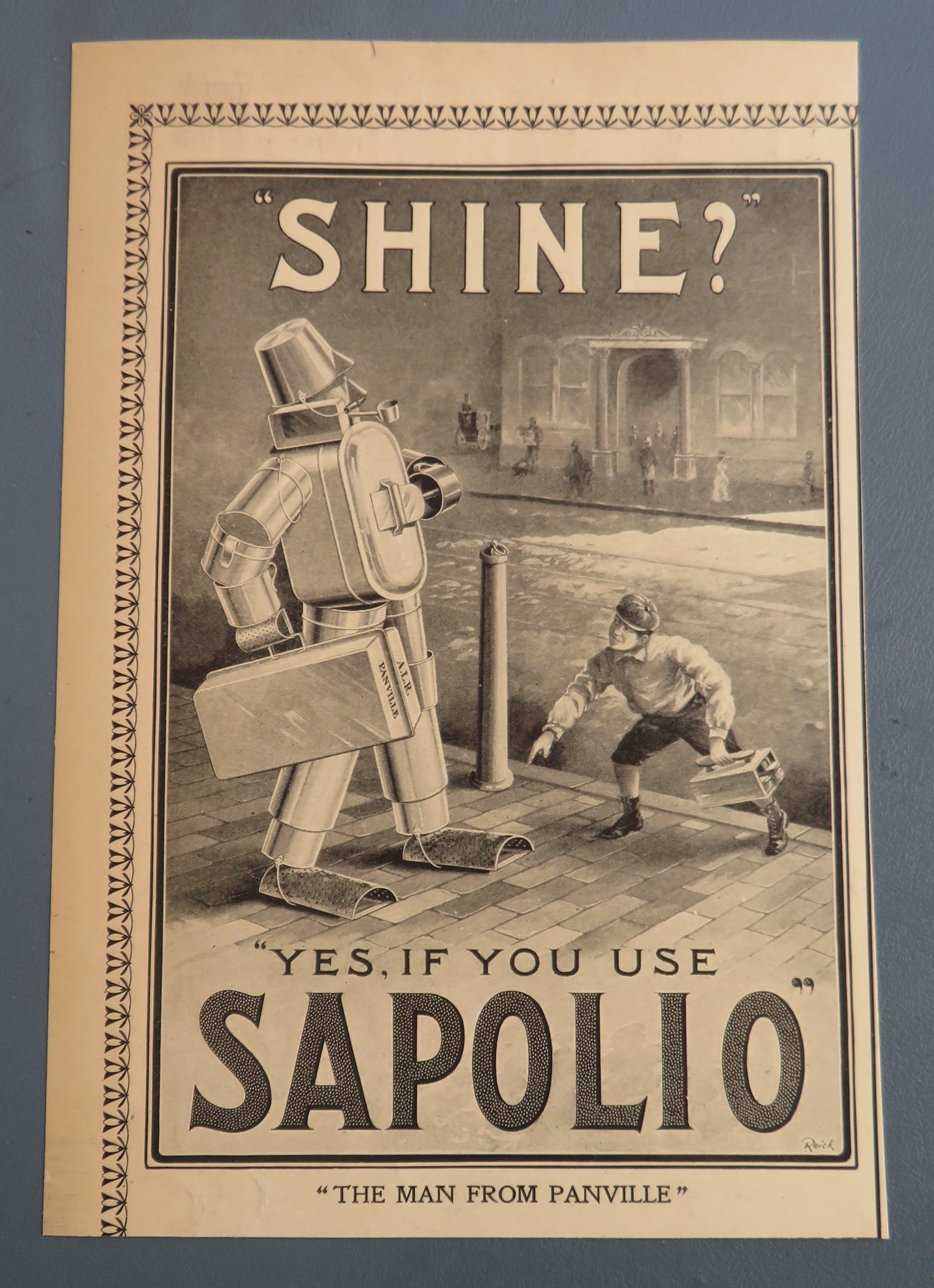 1901 Sapolio with Boy Looking at Man in Tin
