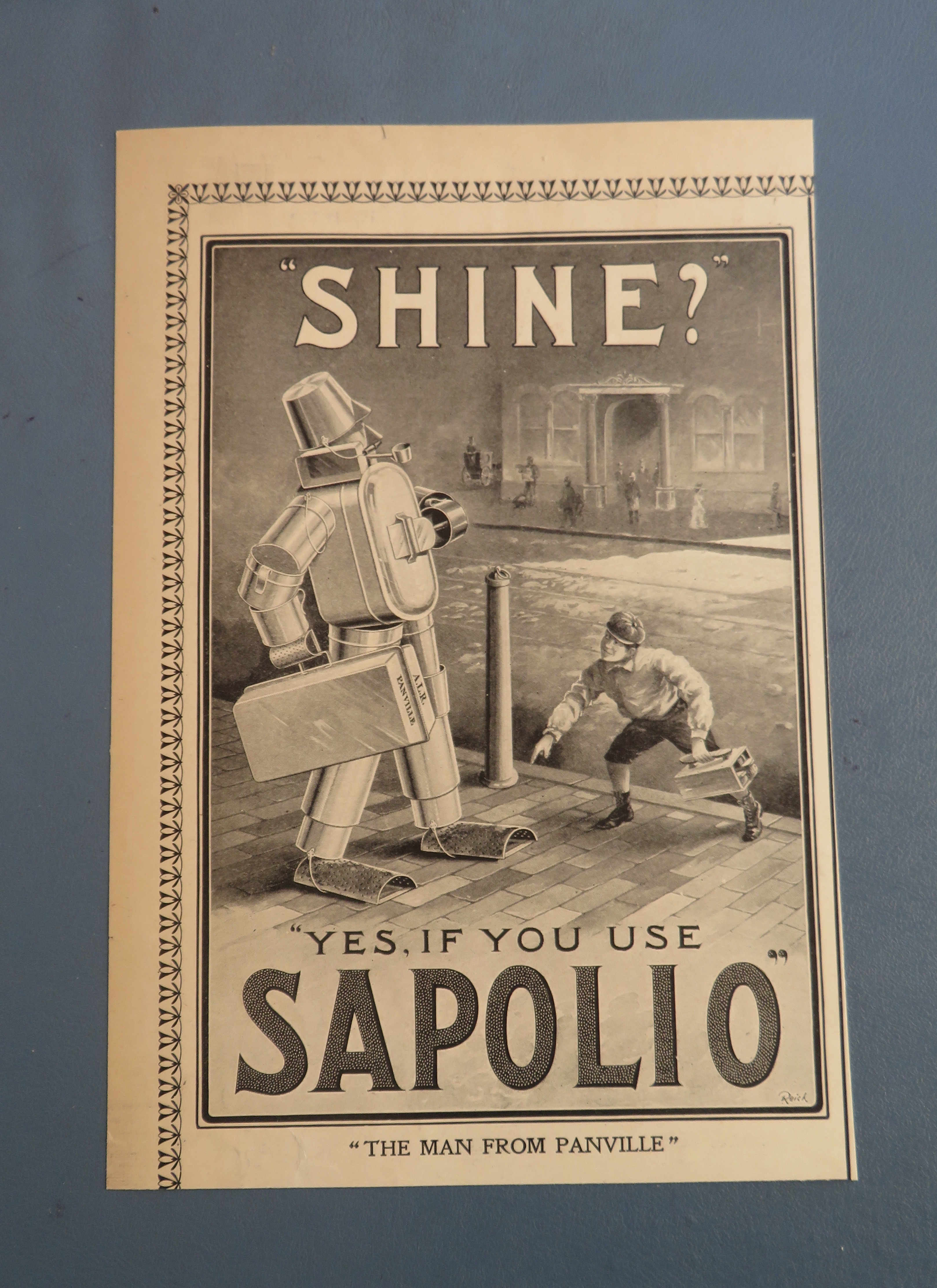 1901 Sapolio with Boy Looking at Man in Tin