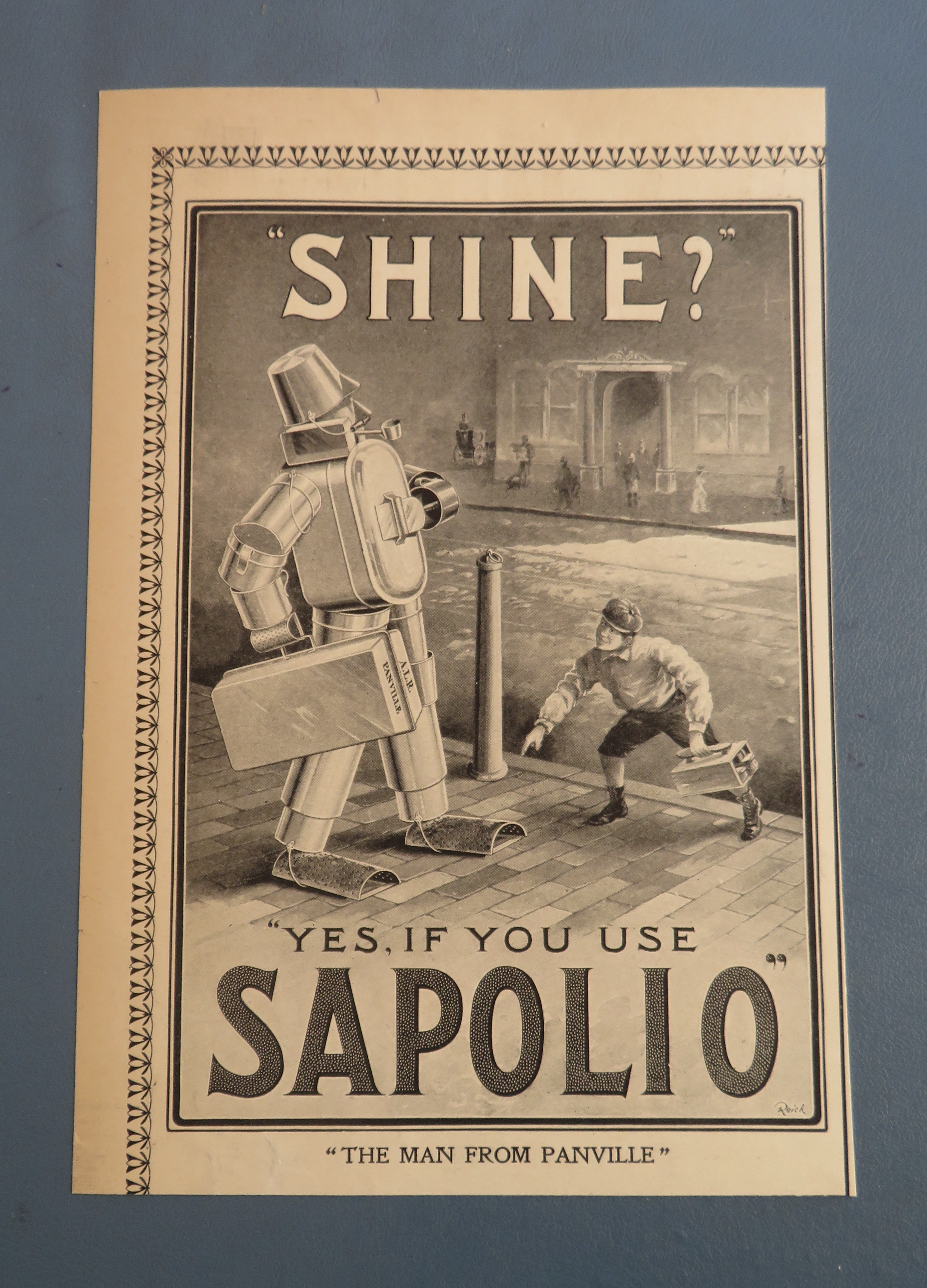 1901 Sapolio with Boy Looking at Man in Tin