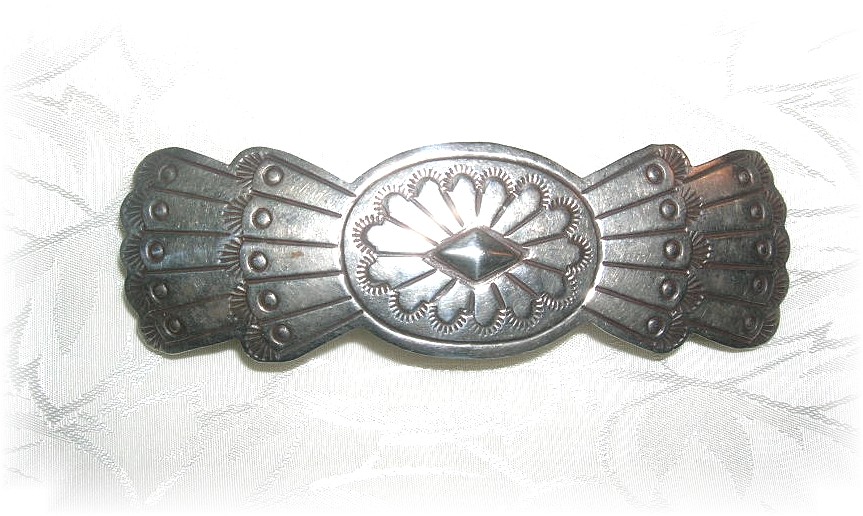 Navajo Sterling Silver Hair Barette 3 3/8 wide