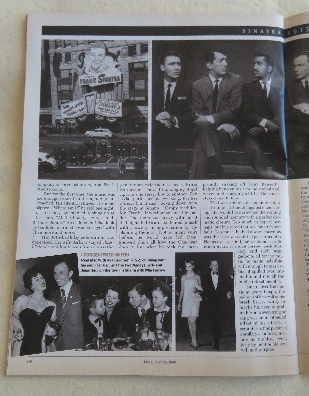 Time Magazine May 25, 1998 Francis Albert Sinatra (1915-1998)