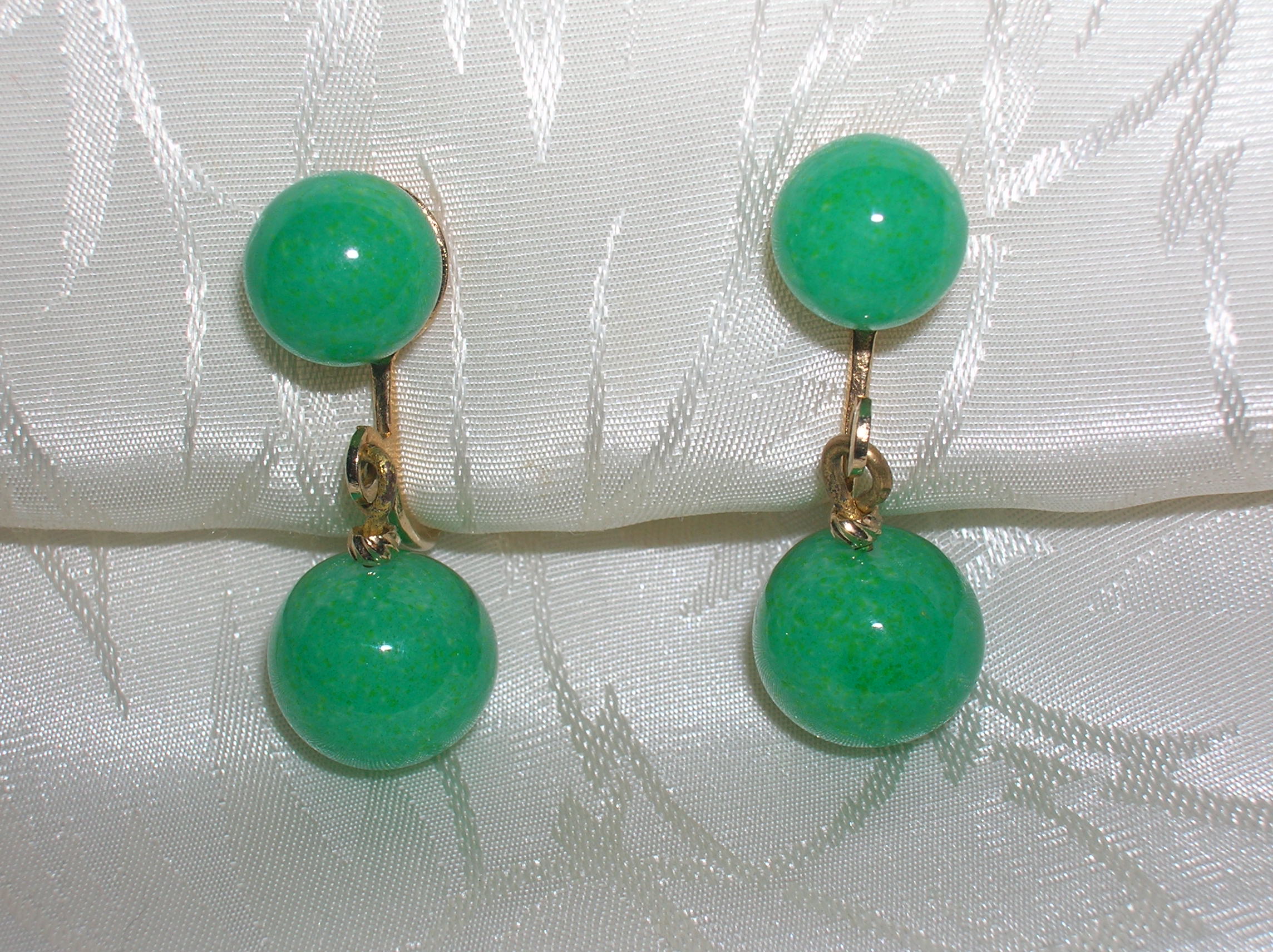 Green Adventurine Clip On Screw Back Earrings