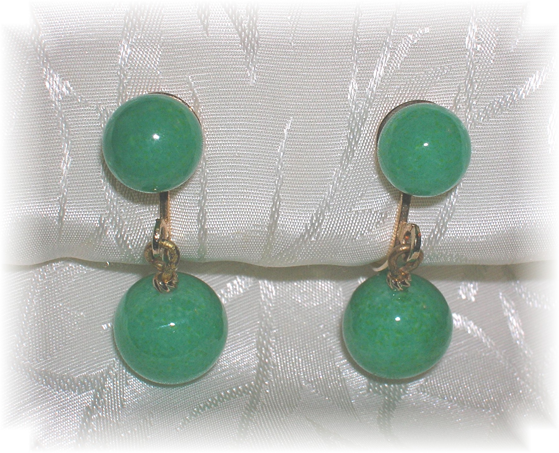 Green Adventurine Clip On Screw Back Earrings