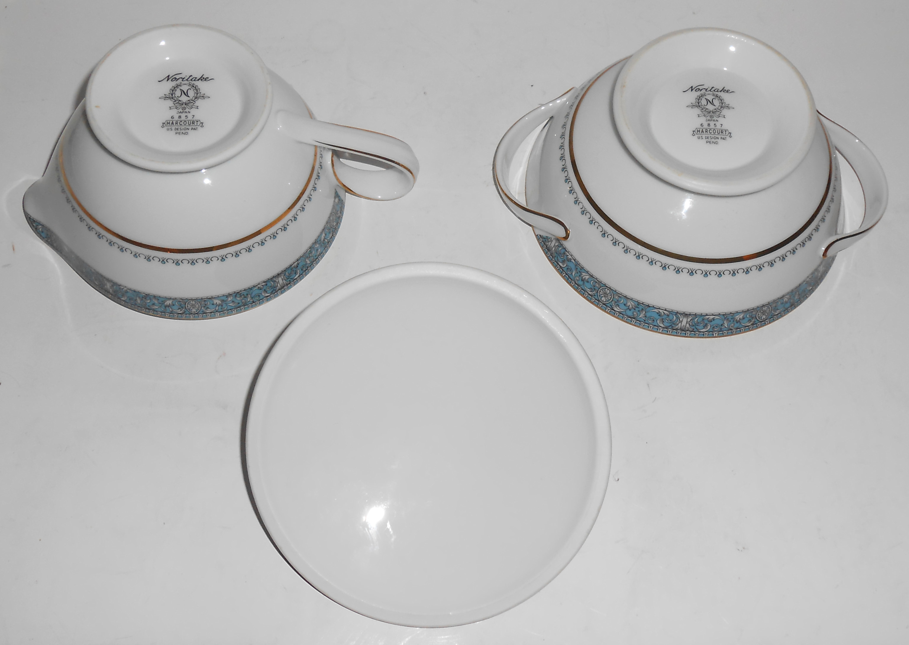 Noritake Porcelain China Harcourt W/Gold Creamer/Sugar