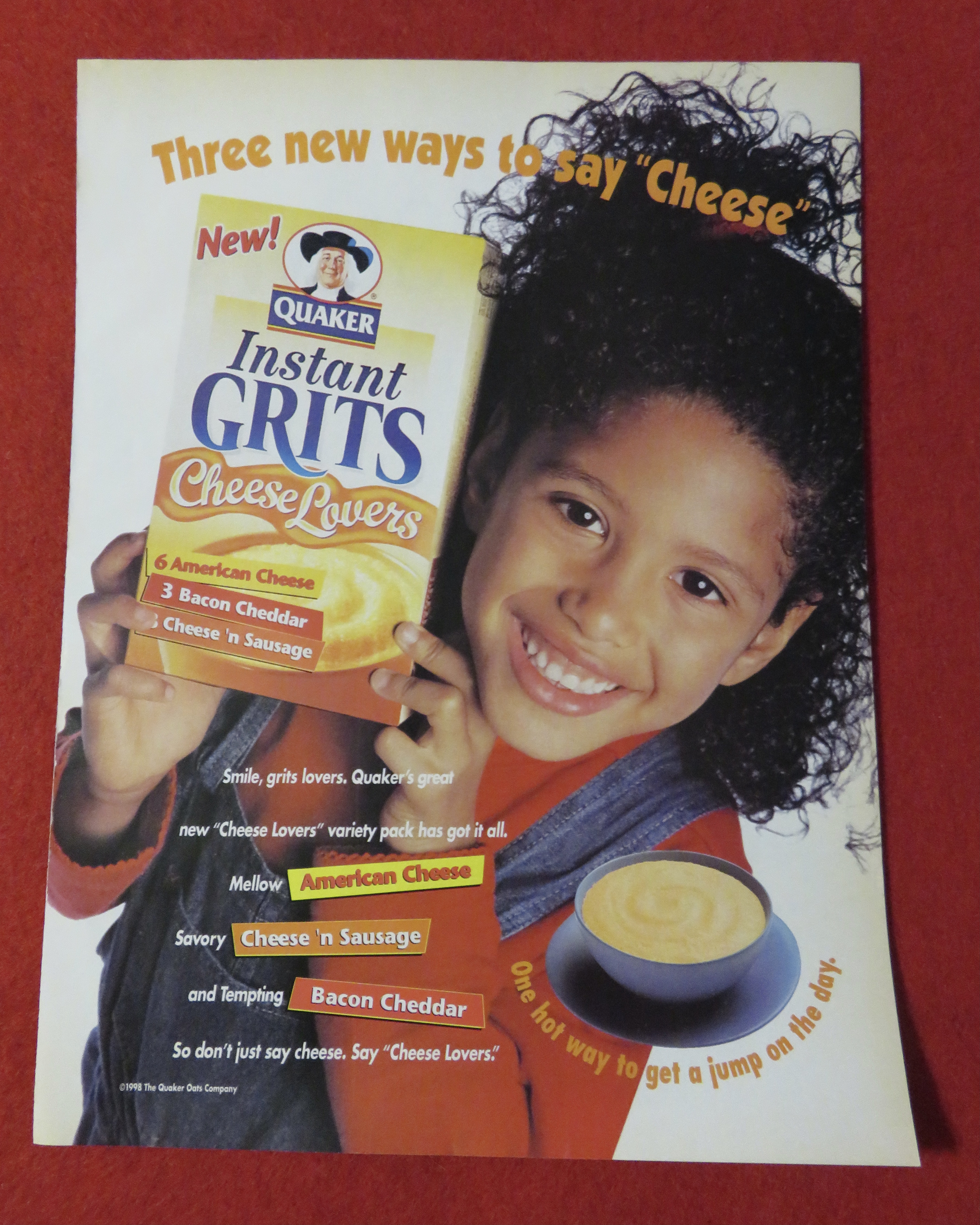 1998 Quaker Instant Grits with Little Girl Holding Box