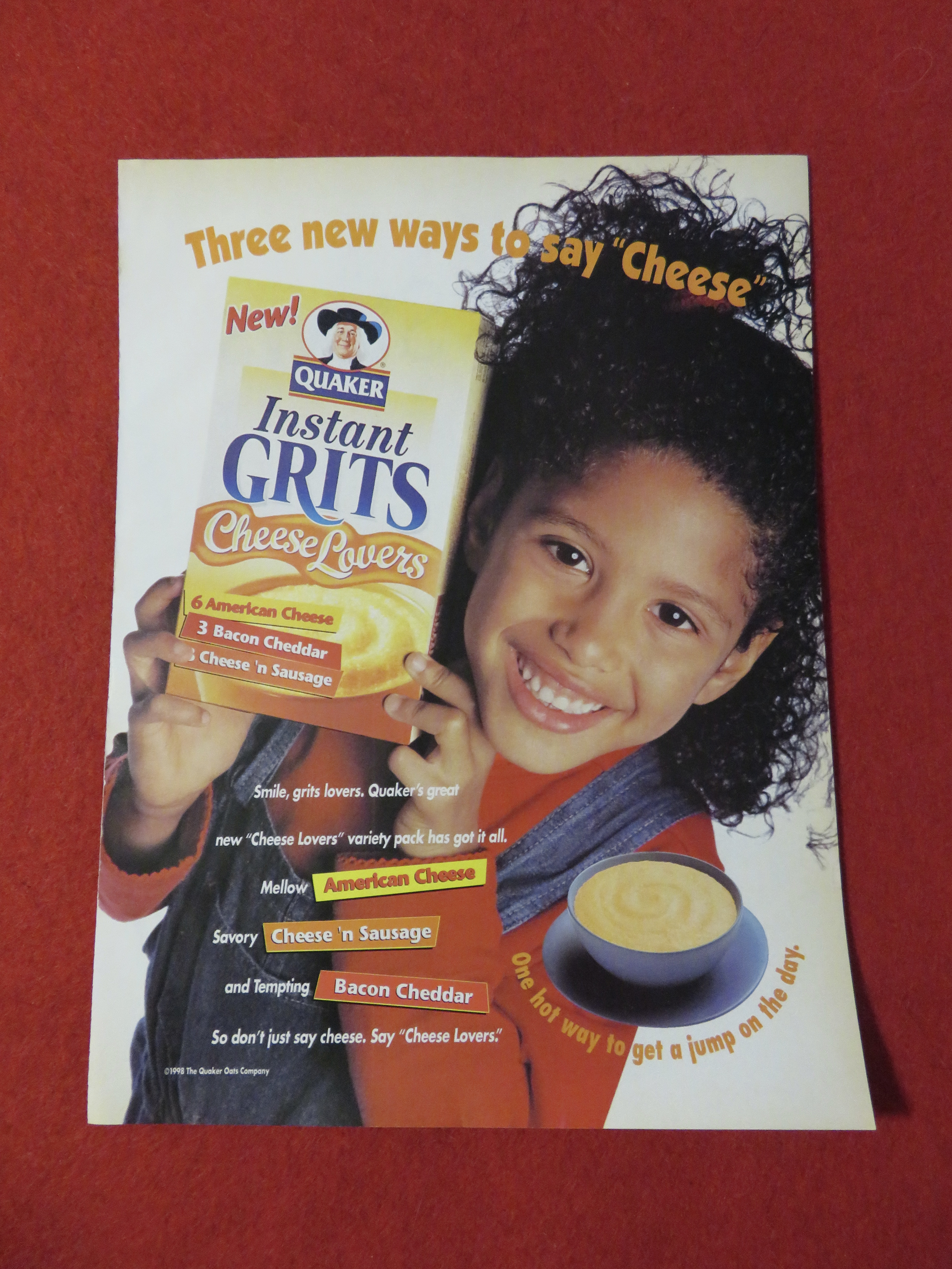 1998 Quaker Instant Grits with Little Girl Holding Box