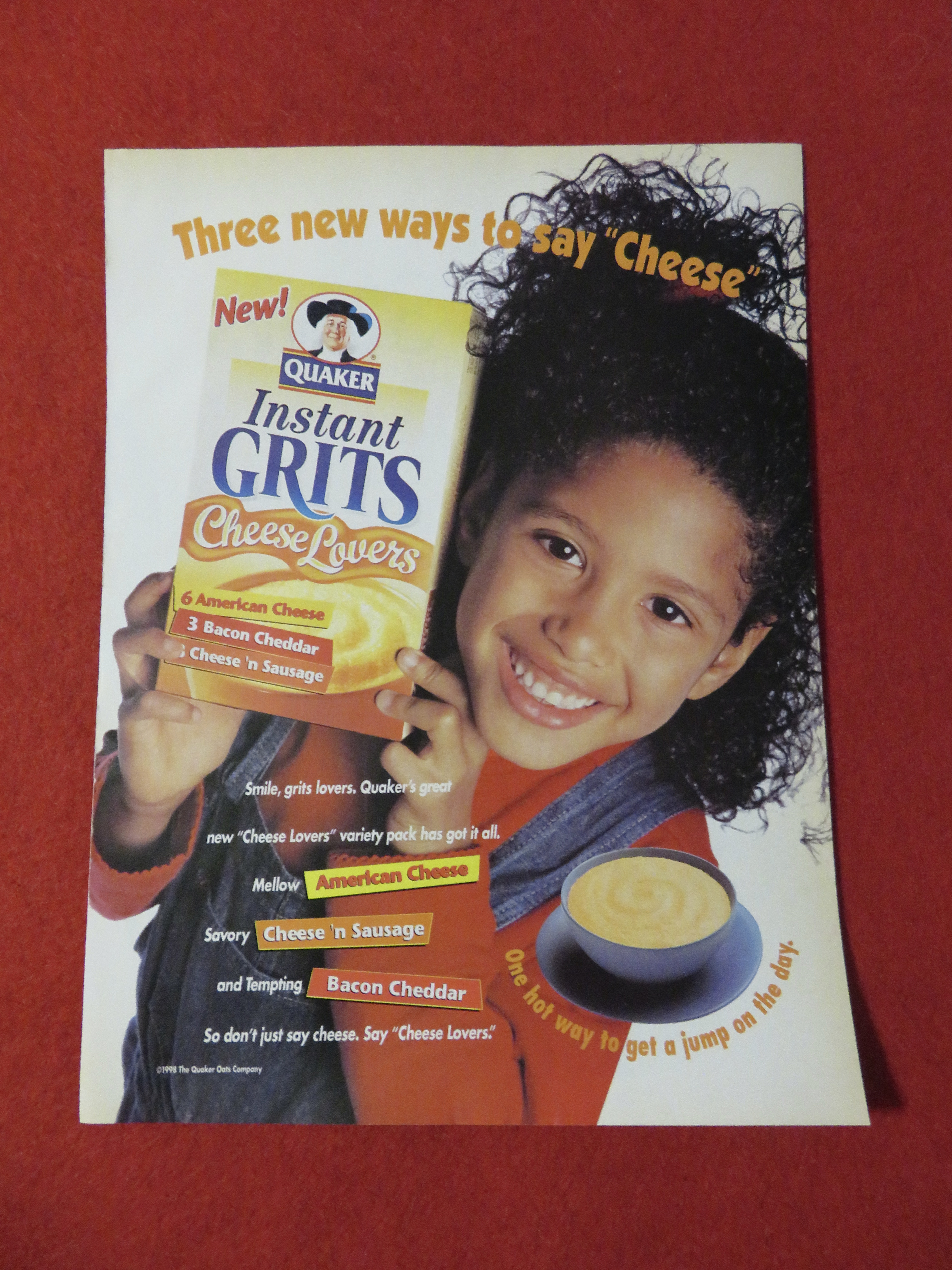 1998 Quaker Instant Grits with Little Girl Holding Box