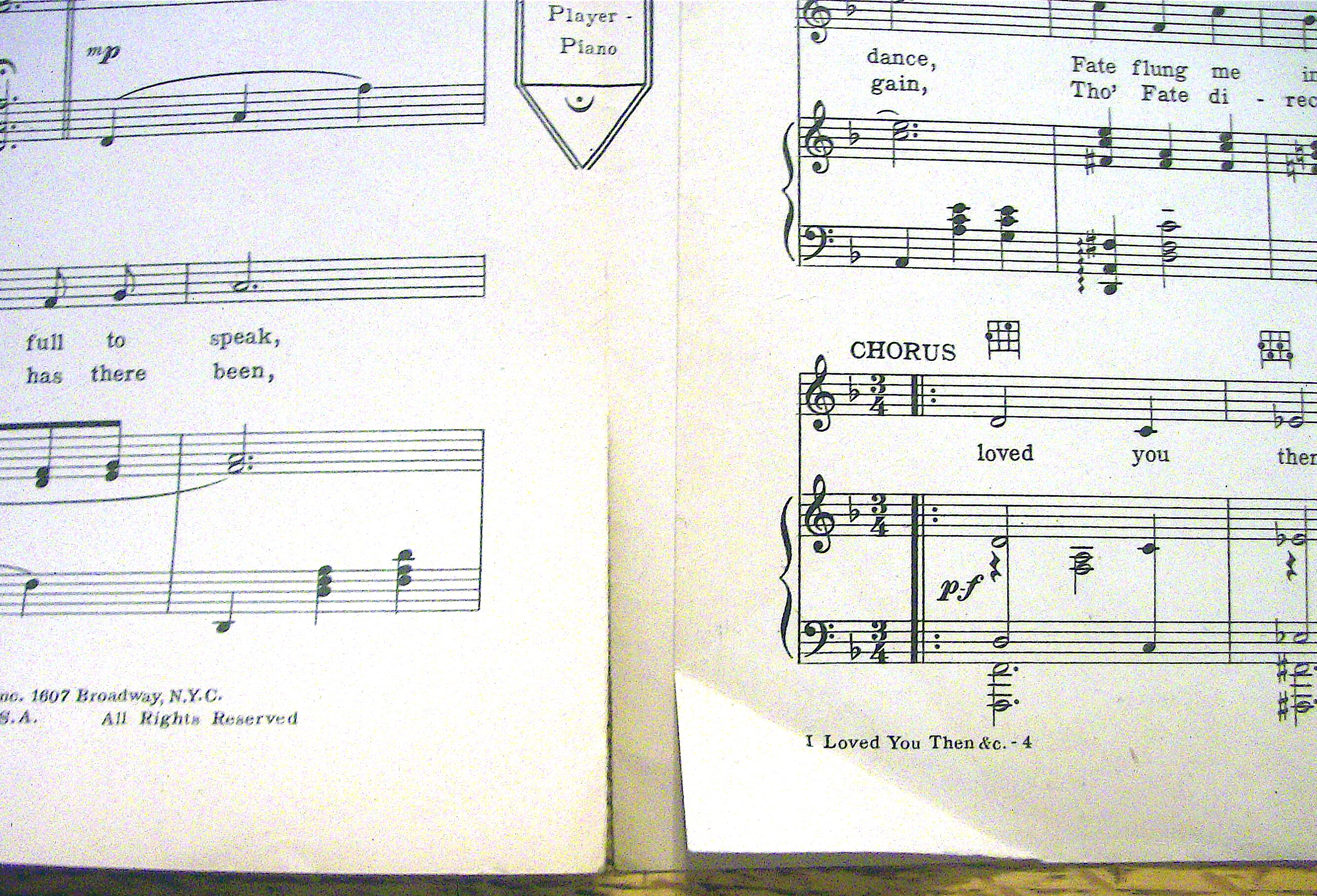Sheet Music For 1928 I Loved You Then